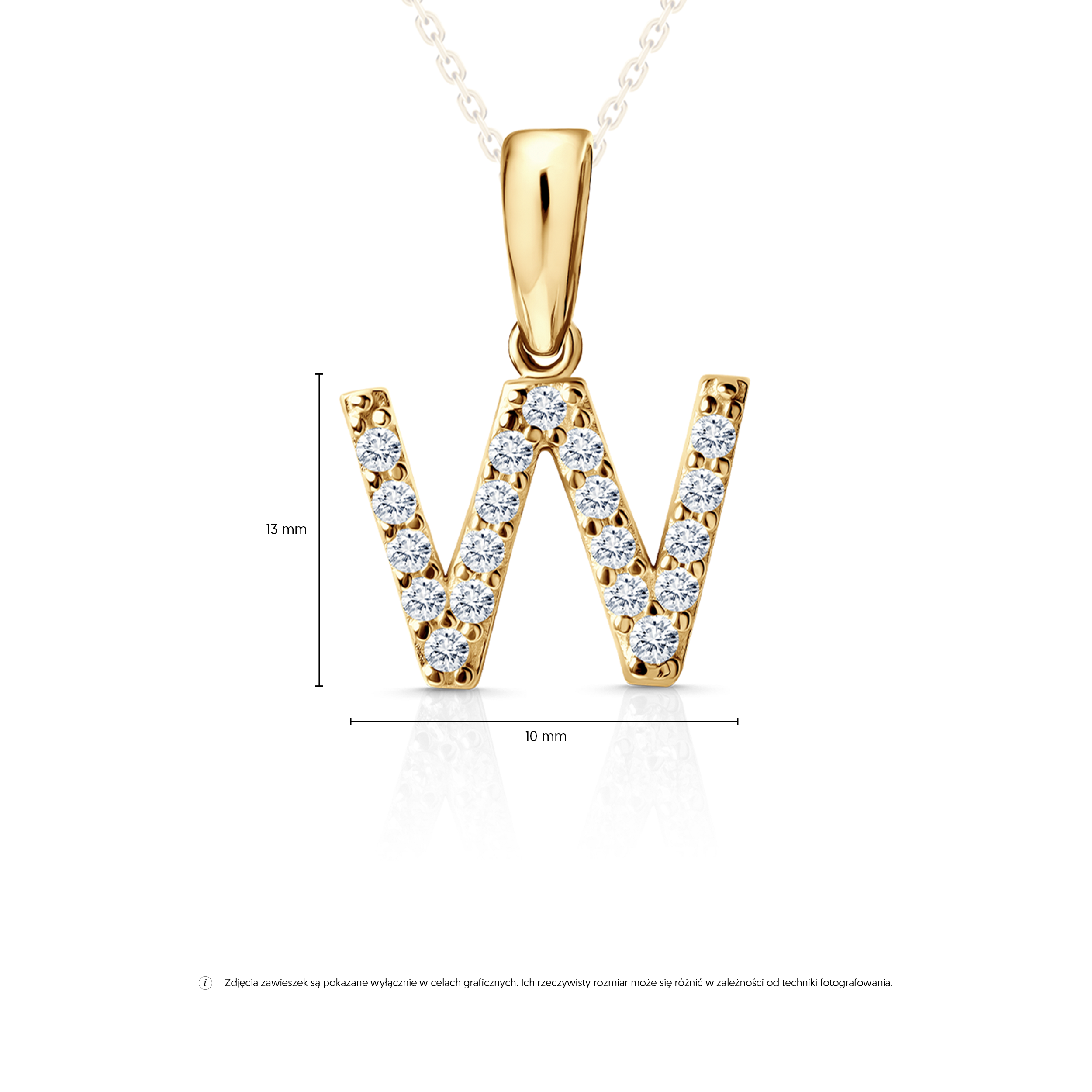 Anhänger SAVICKI Buchstabe W: Gelbgold, Zirkonia - 3