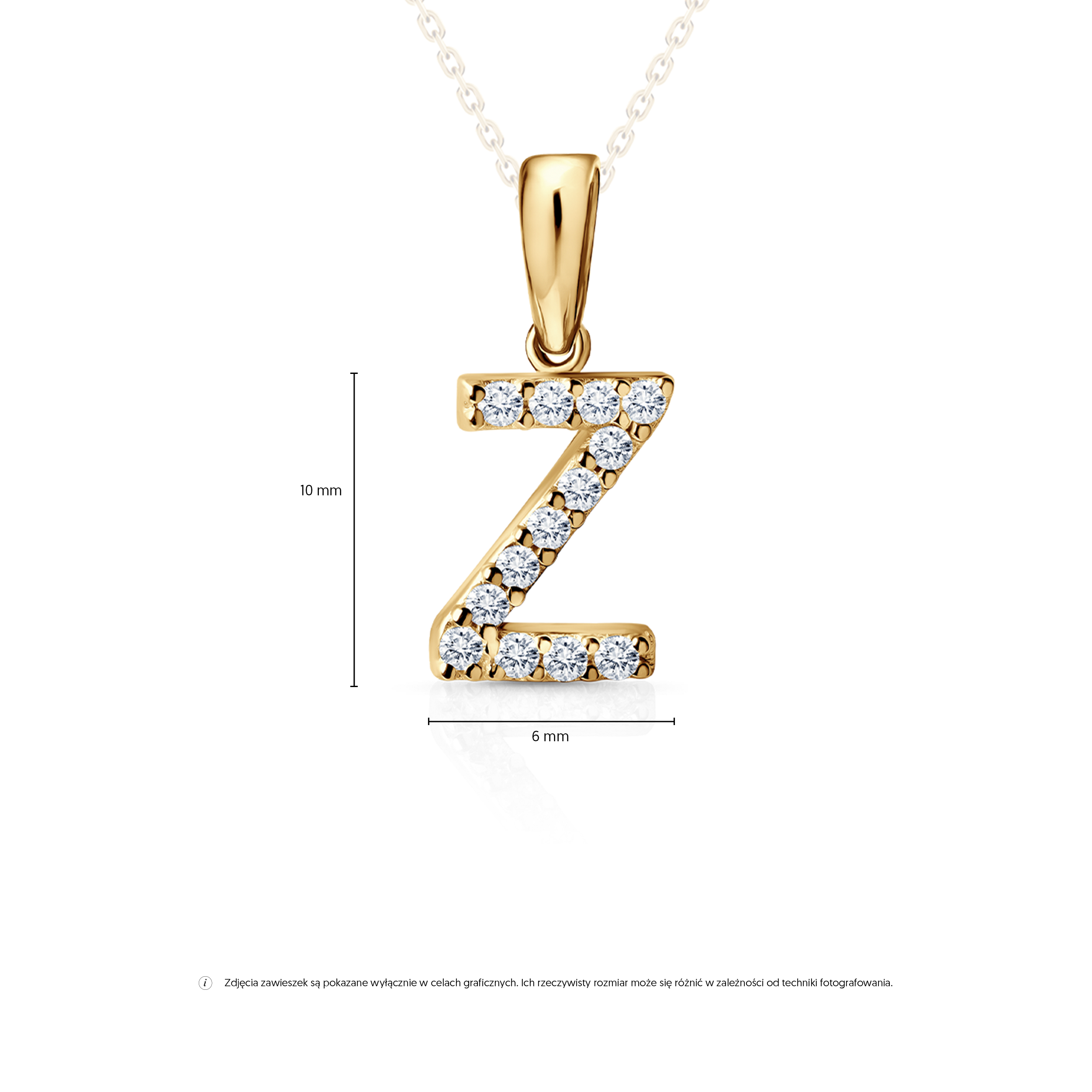 Zawieszka Litera Z SAVICKI: złota, cyrkonie - 3