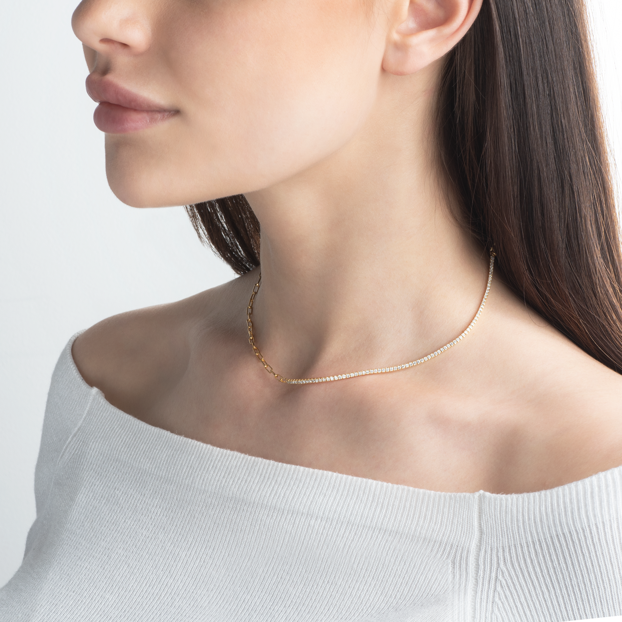 Naszyjnik Savicki: srebrny pozłacany, cyrkonie