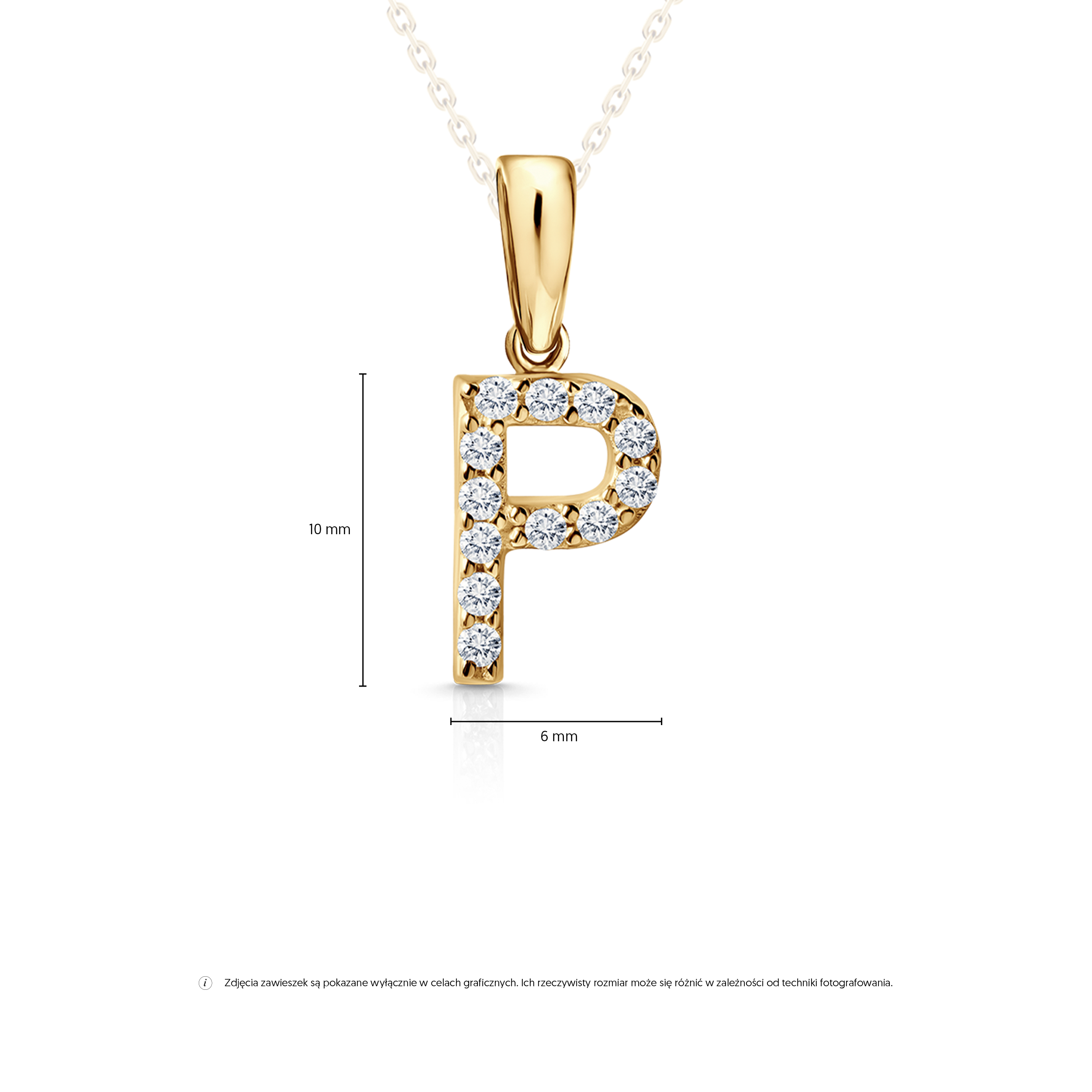 Anhänger SAVICKI Buchstabe P: Gelbgold, Zirkonia