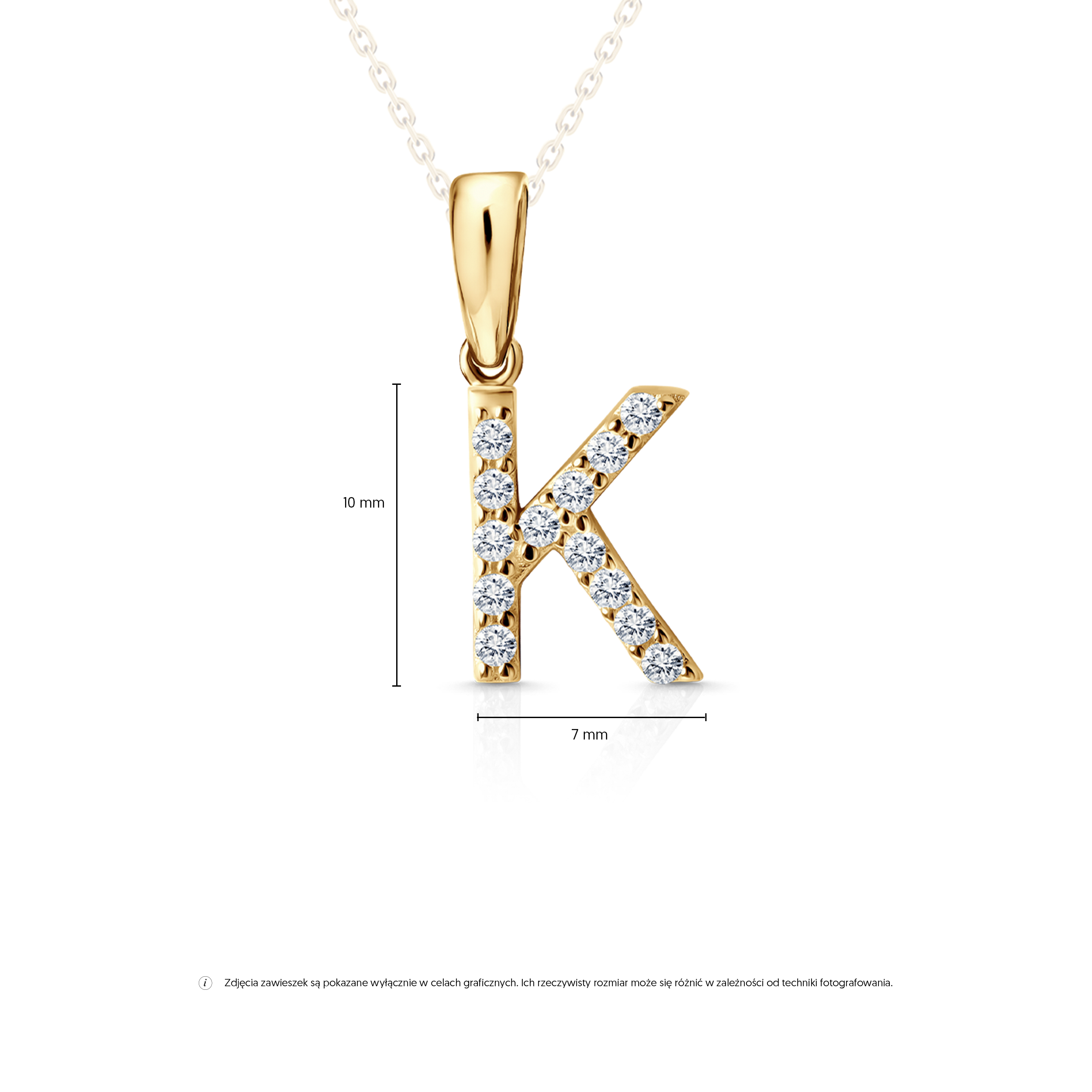 Anhänger SAVICKI Buchstabe K: Gelbgold, Zirkonia