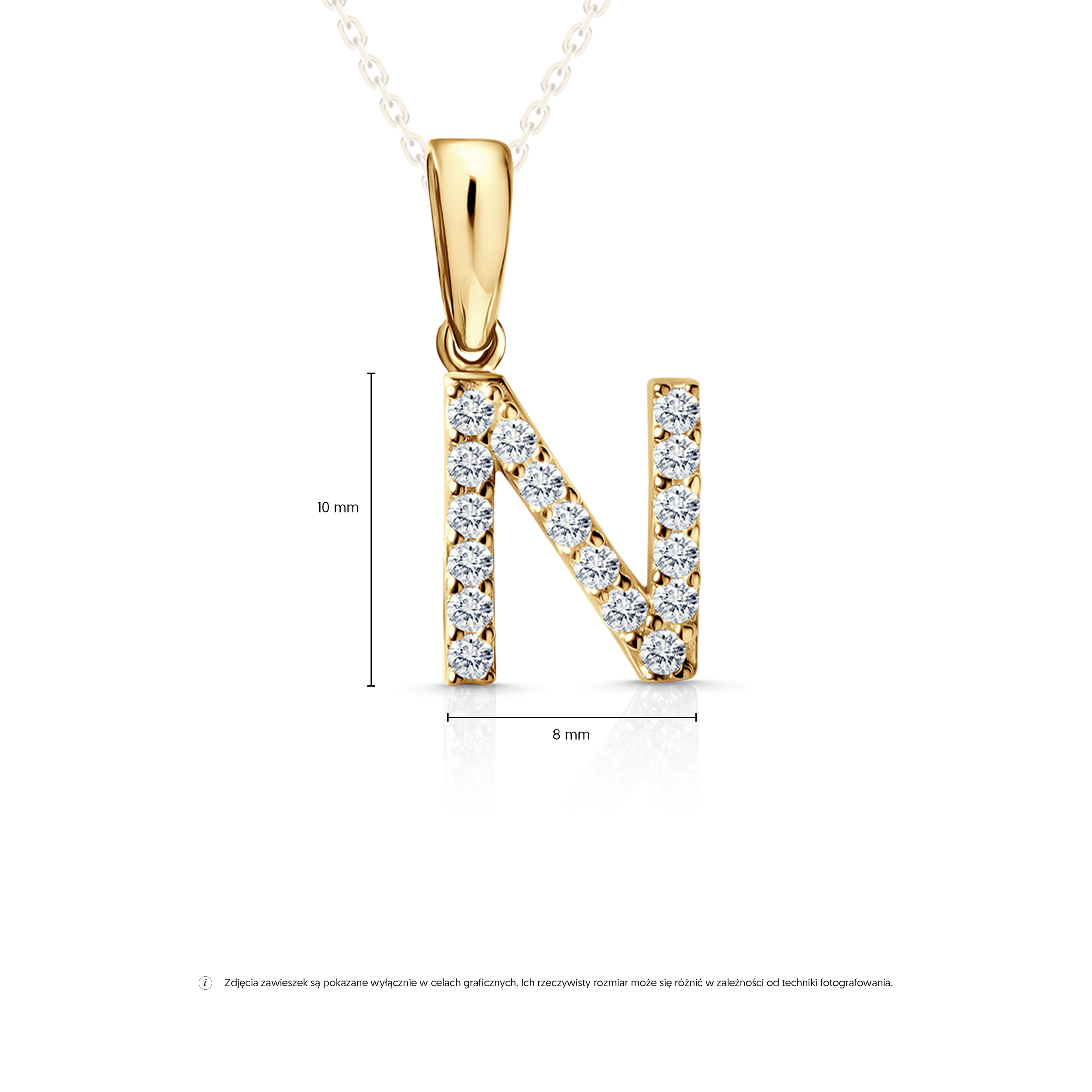 Anhänger SAVICKI Buchstabe N: Gelbgold, Zirkonia