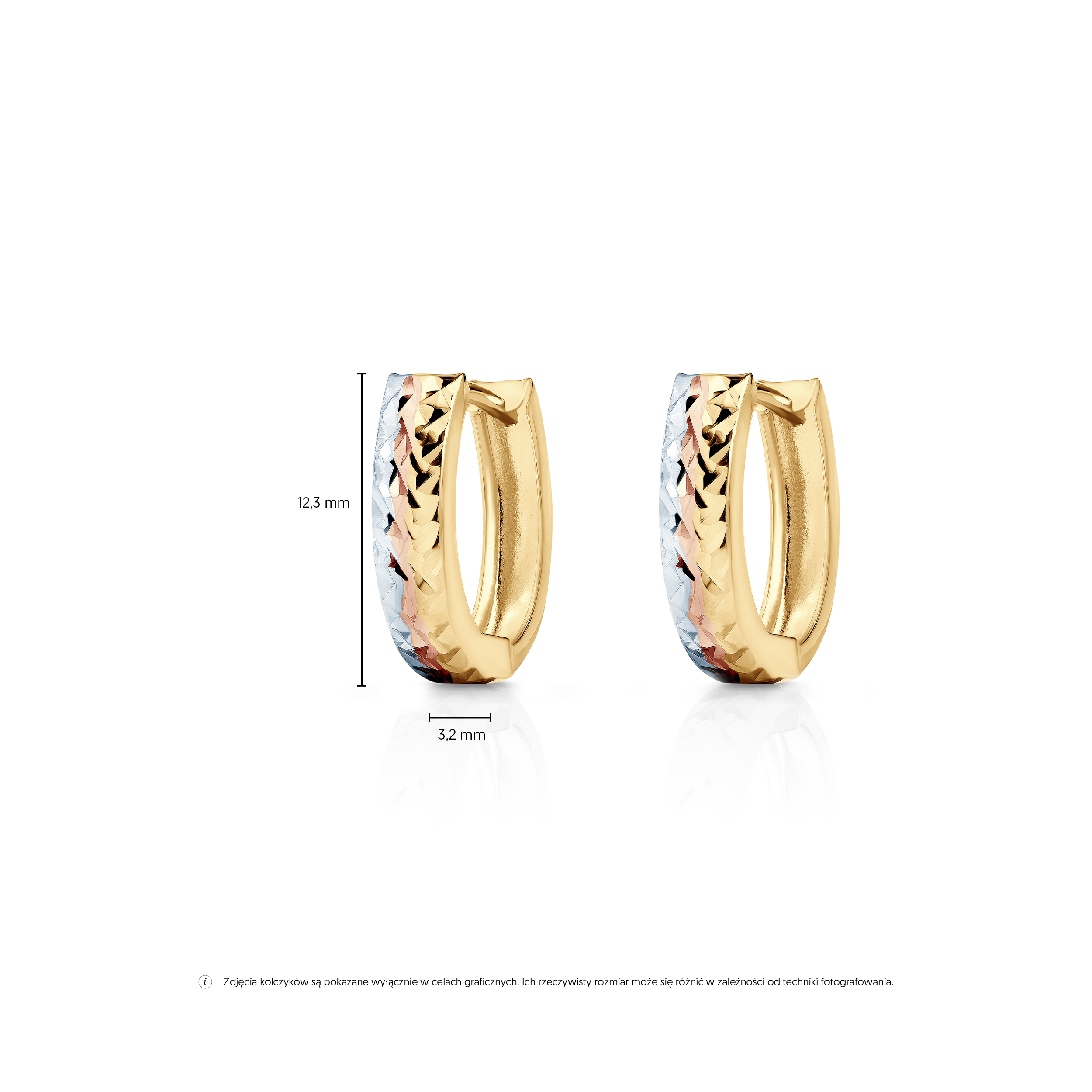 Kolczyki SAVICKI: trzykolorowe złoto