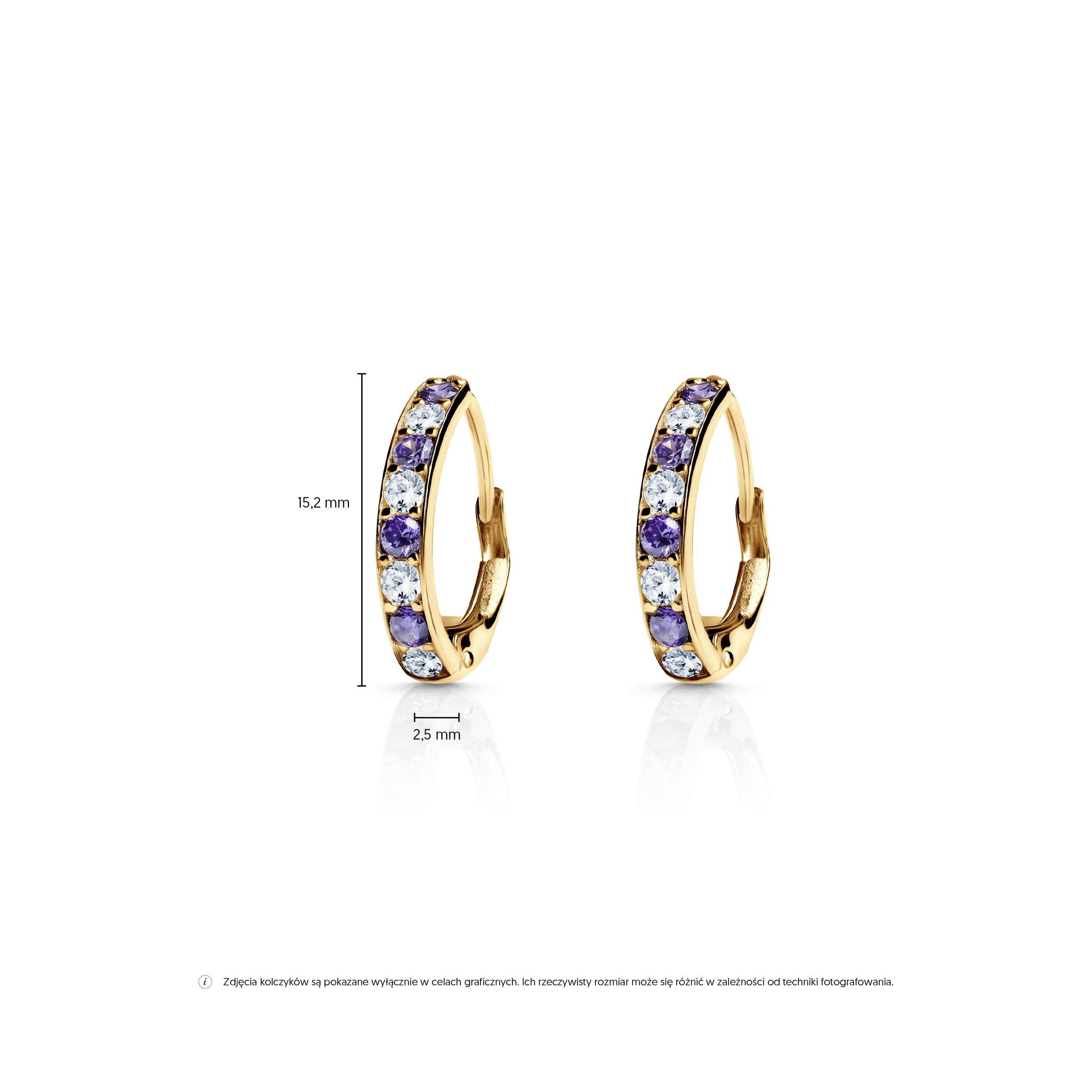 Kolczyki koła SAVICKI: złote, cyrkonie