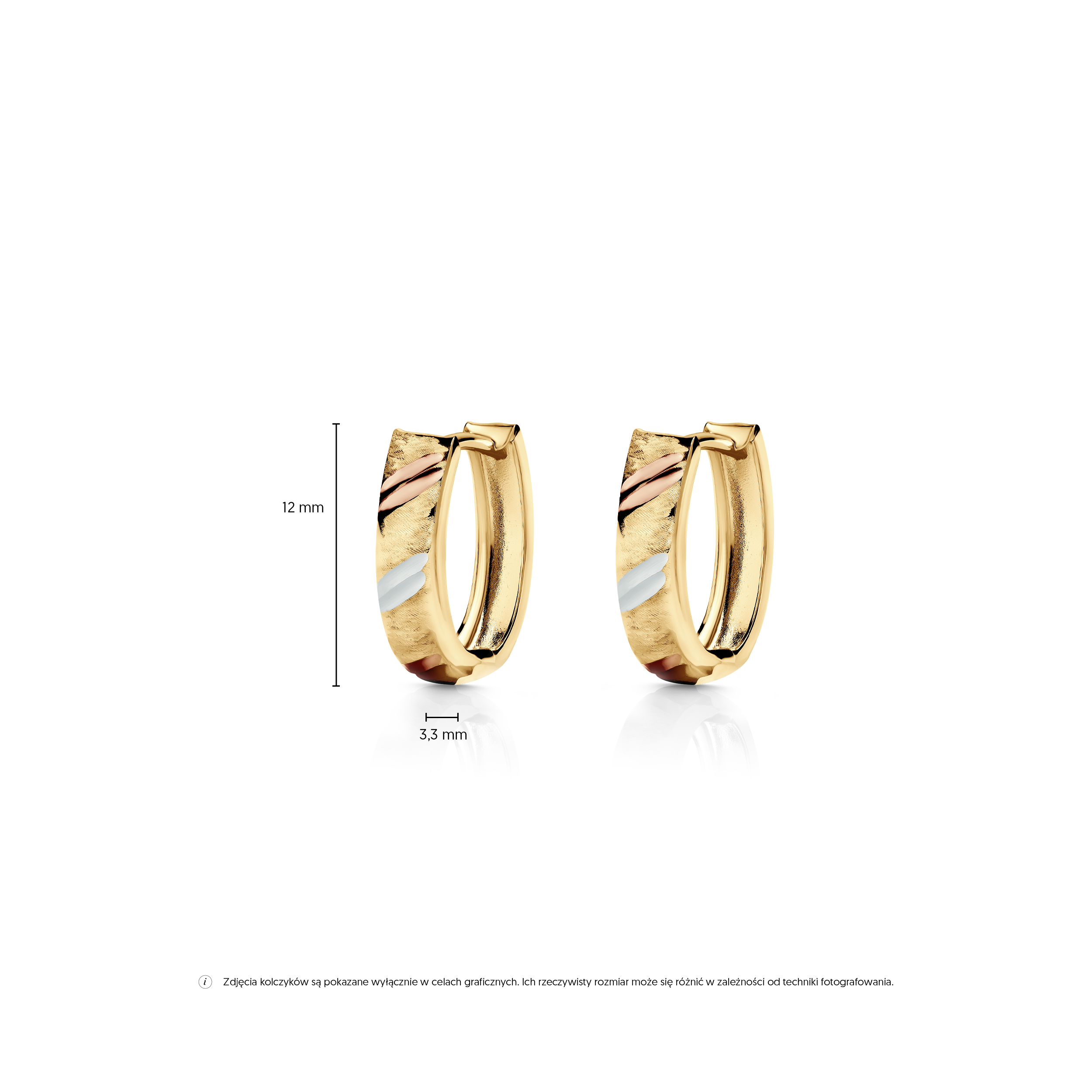 Kolczyki SAVICKI: trzykolorowe złoto