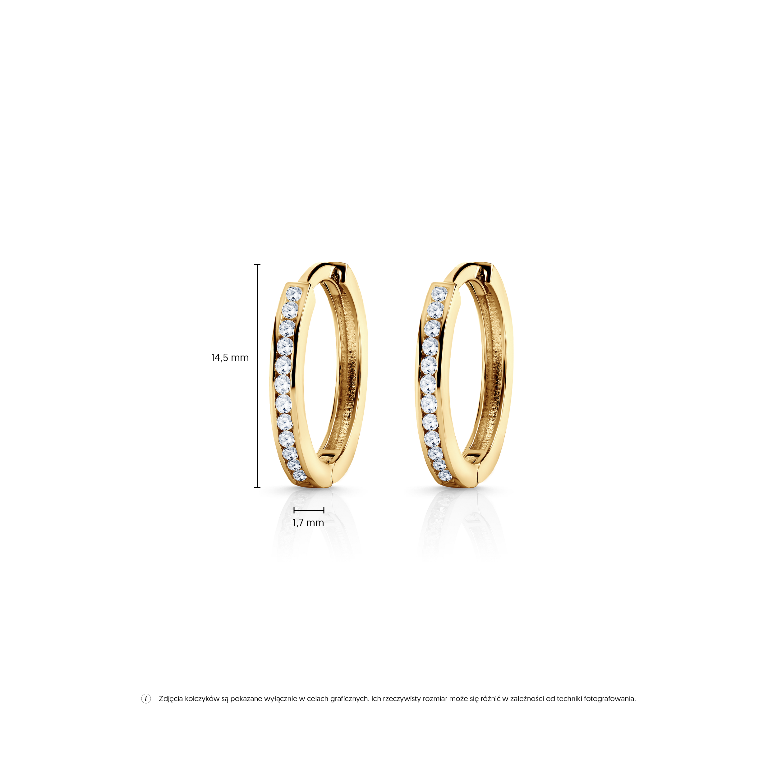 Kolczyki koła SAVICKI: złote, cyrkonie