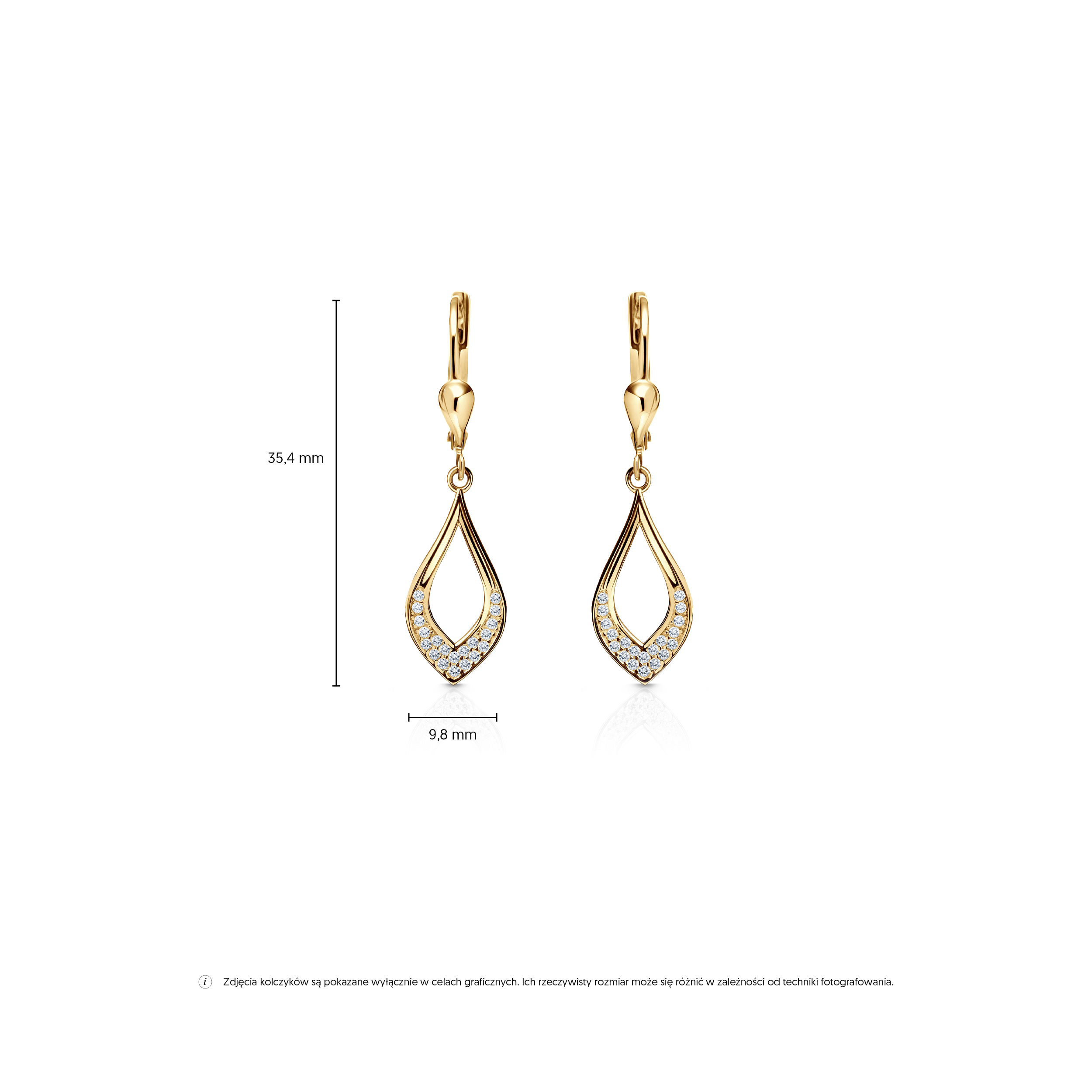 Kolczyki wiszące SAVICKI: złote, cyrkonie - 4