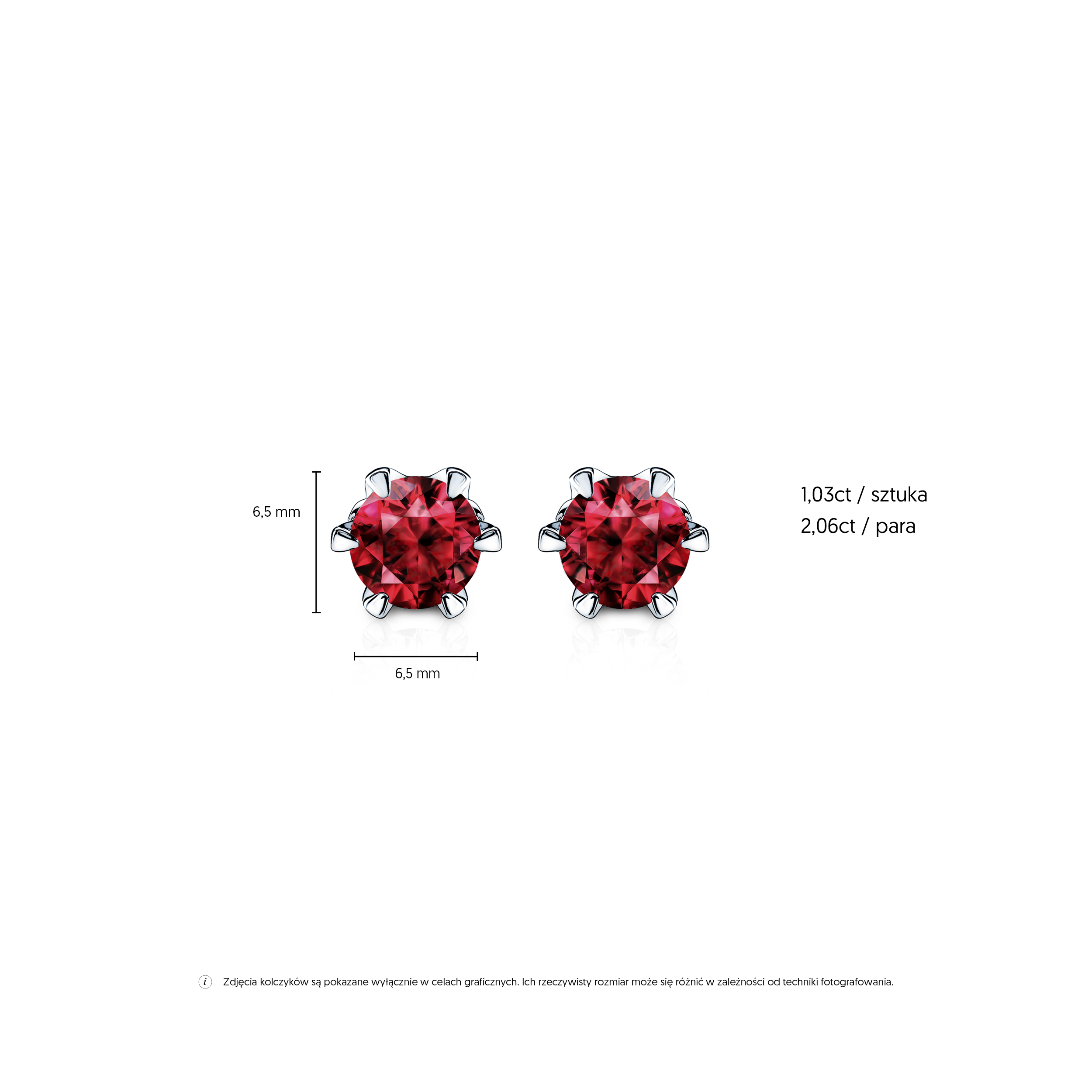 Kolczyki The Journey: białe złoto, rubiny 