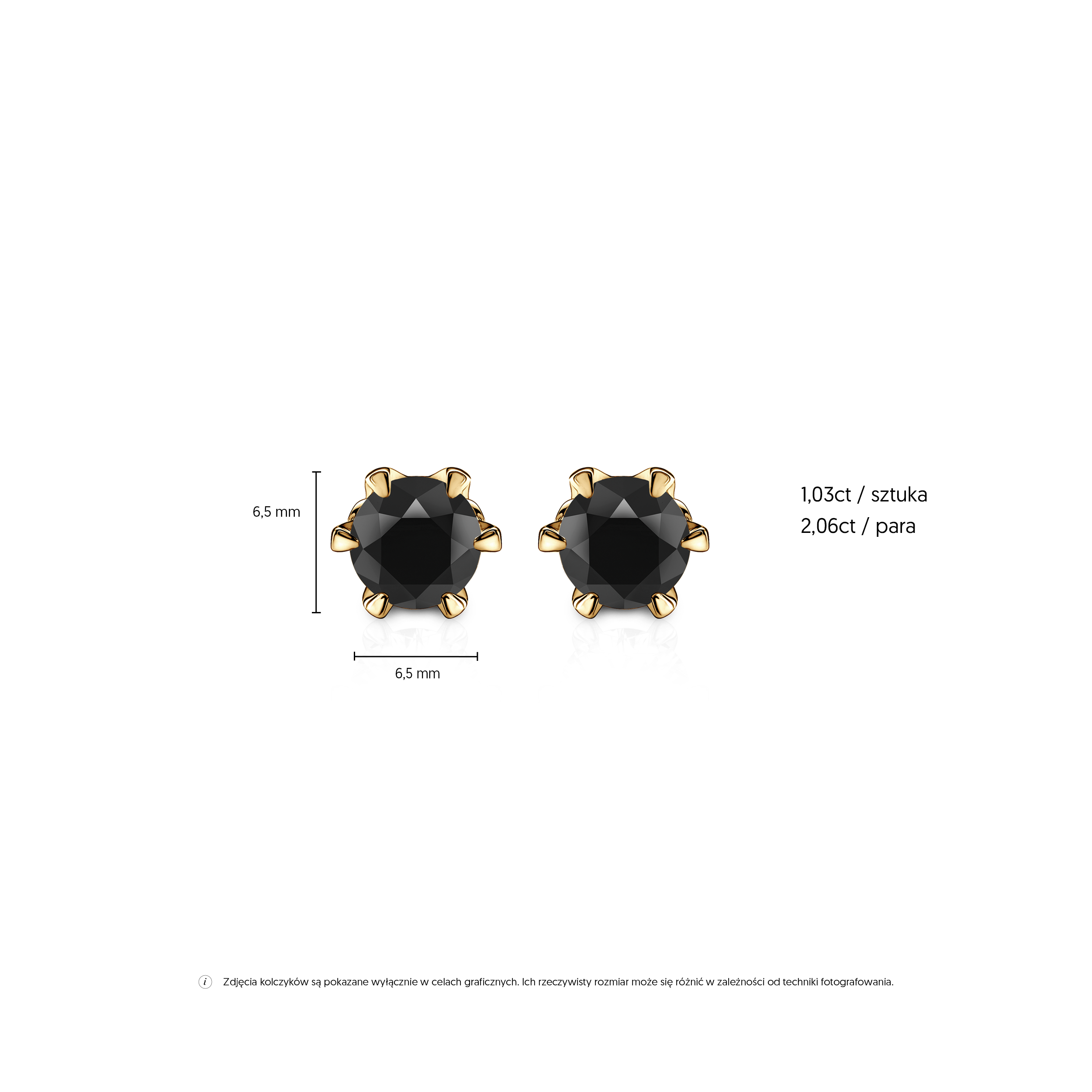 Kolczyki The Journey: złote, czarne diamenty 
