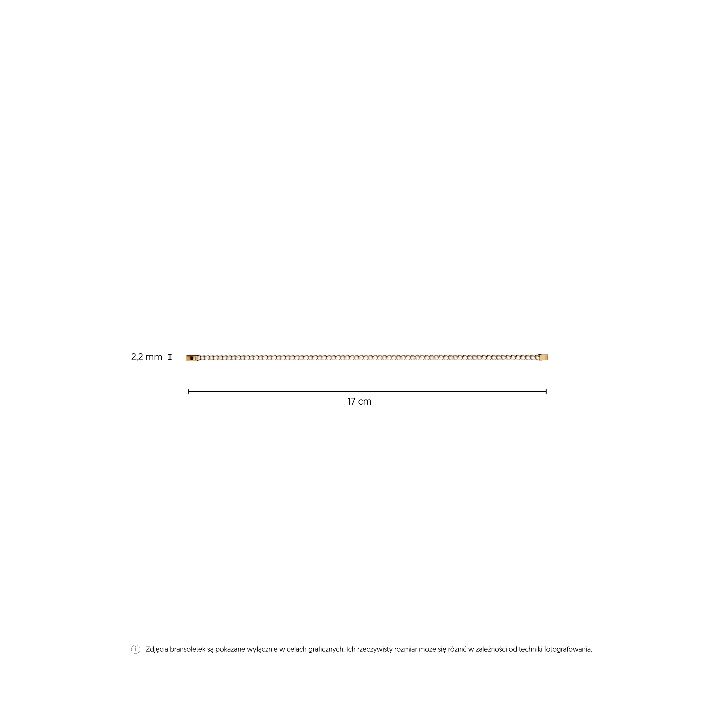 Bransoletka Luminy 2,2 mm: złota 585, cyrkonie