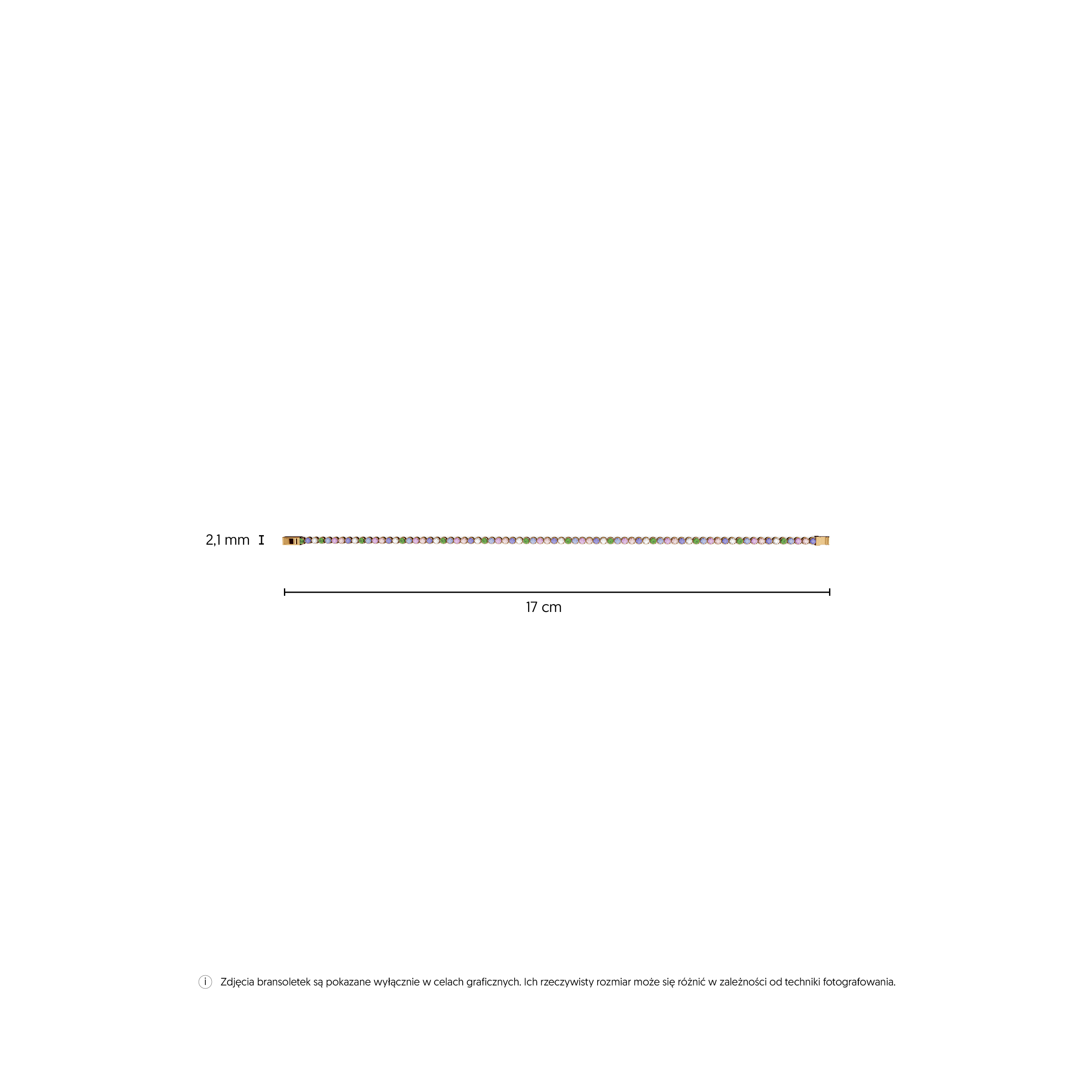 Bransoletka Luminy 2,1mm: złota 585, cyrkonie