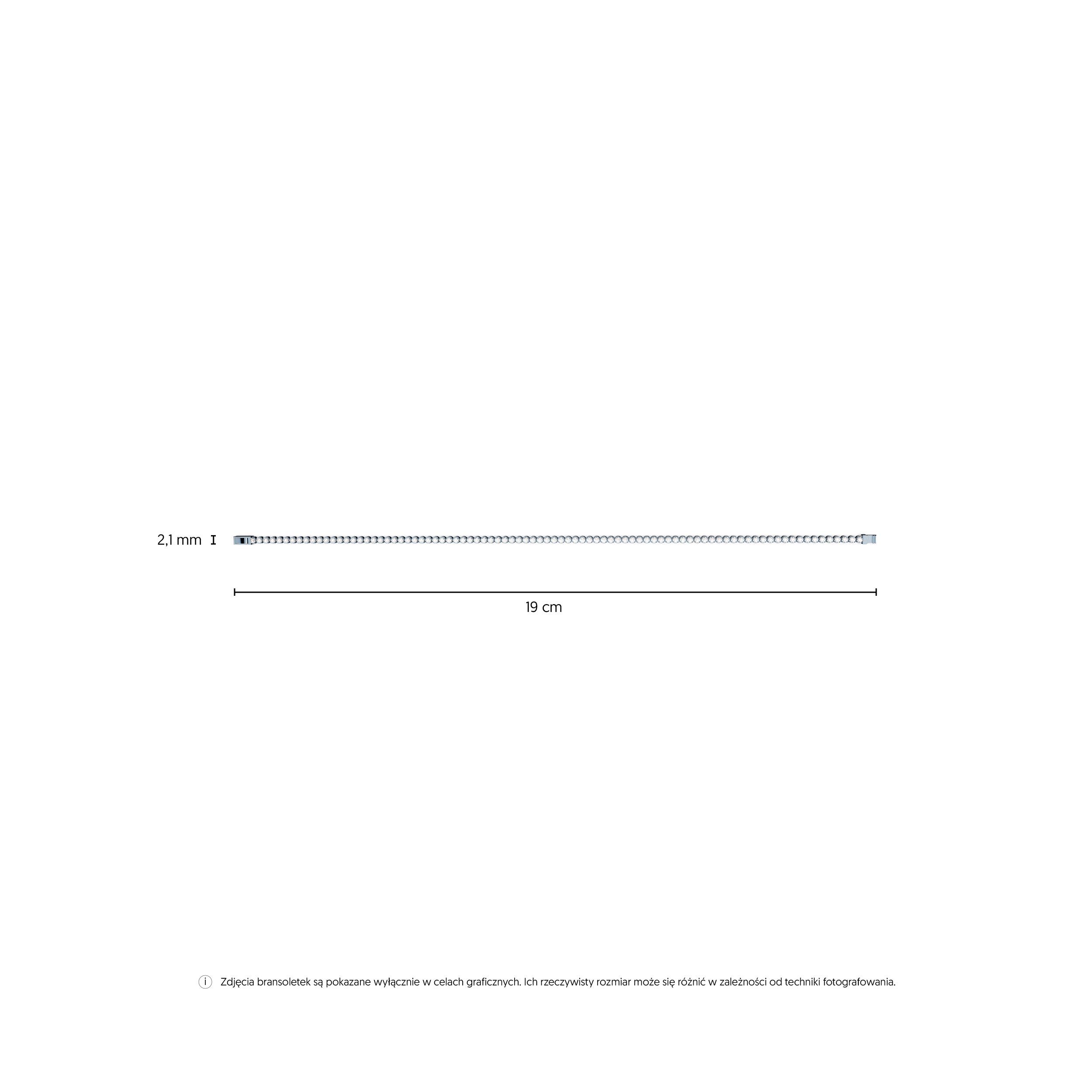 Bransoletka Luminy 2,1mm: białe złoto 585, cyrkonie