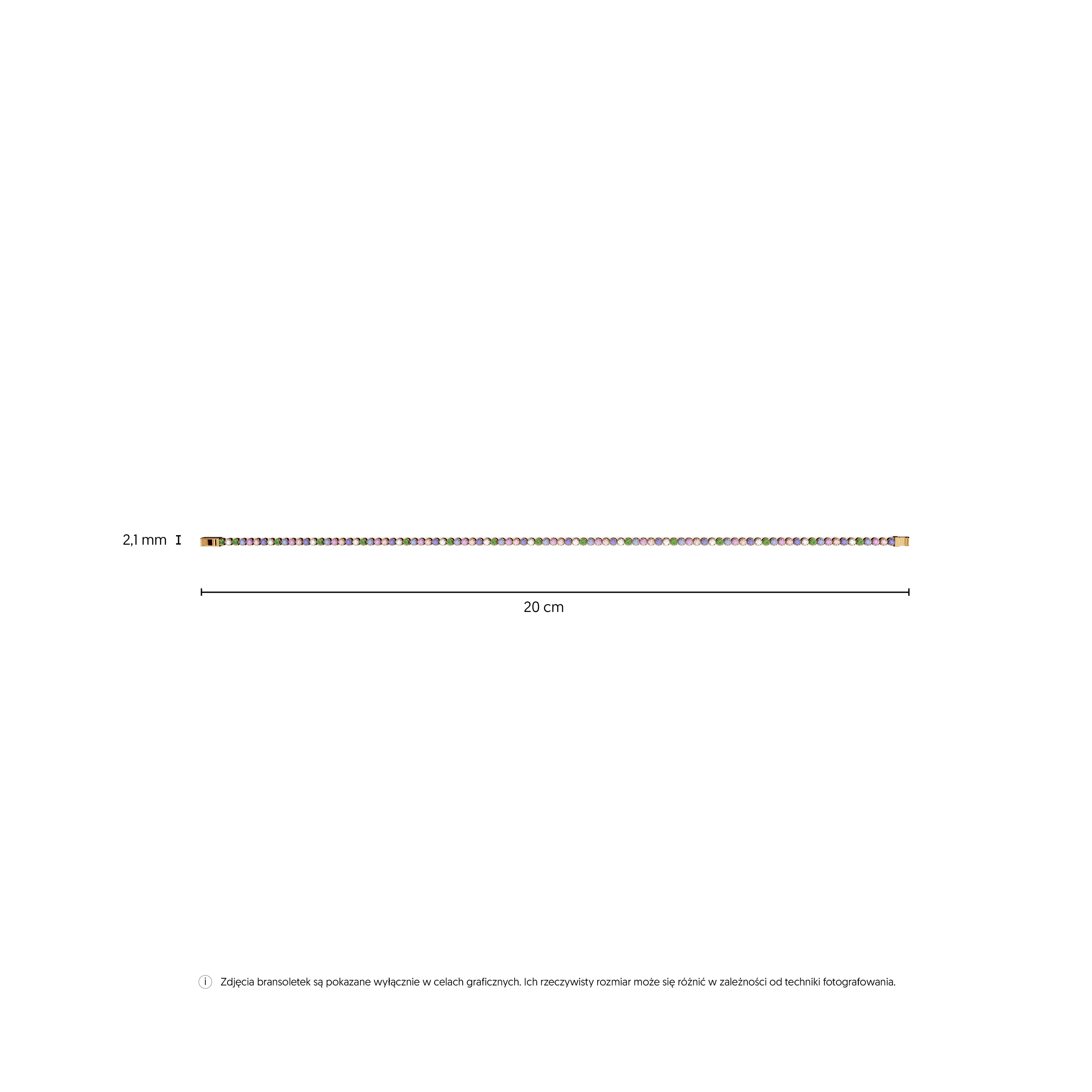 Bransoletka tenisowa SAVICKI 2,1mm: złota 585, cyrkonie 