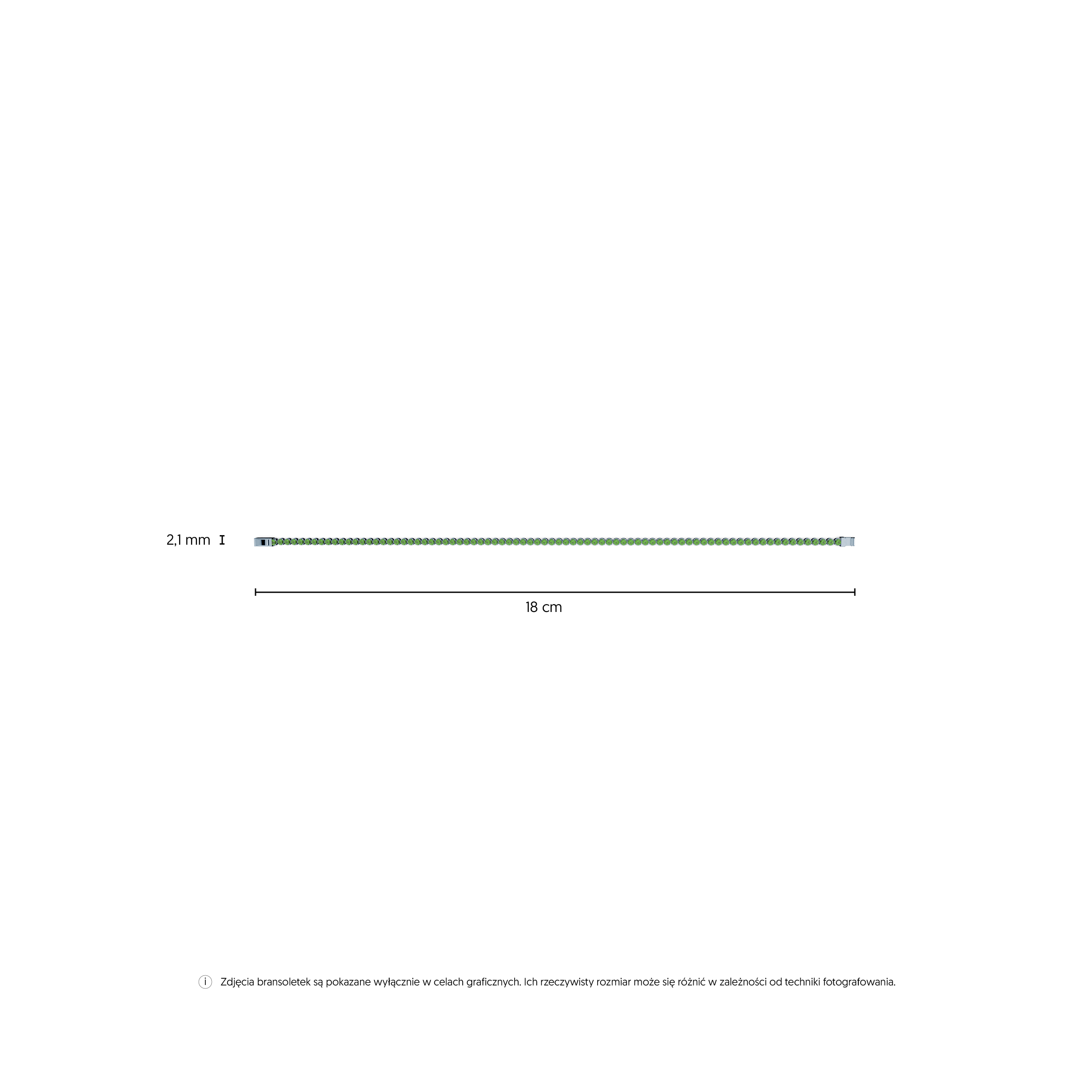 Bransoletka tenisowa z białego złota 585 z cyrkoniami 2,1mm 18cm