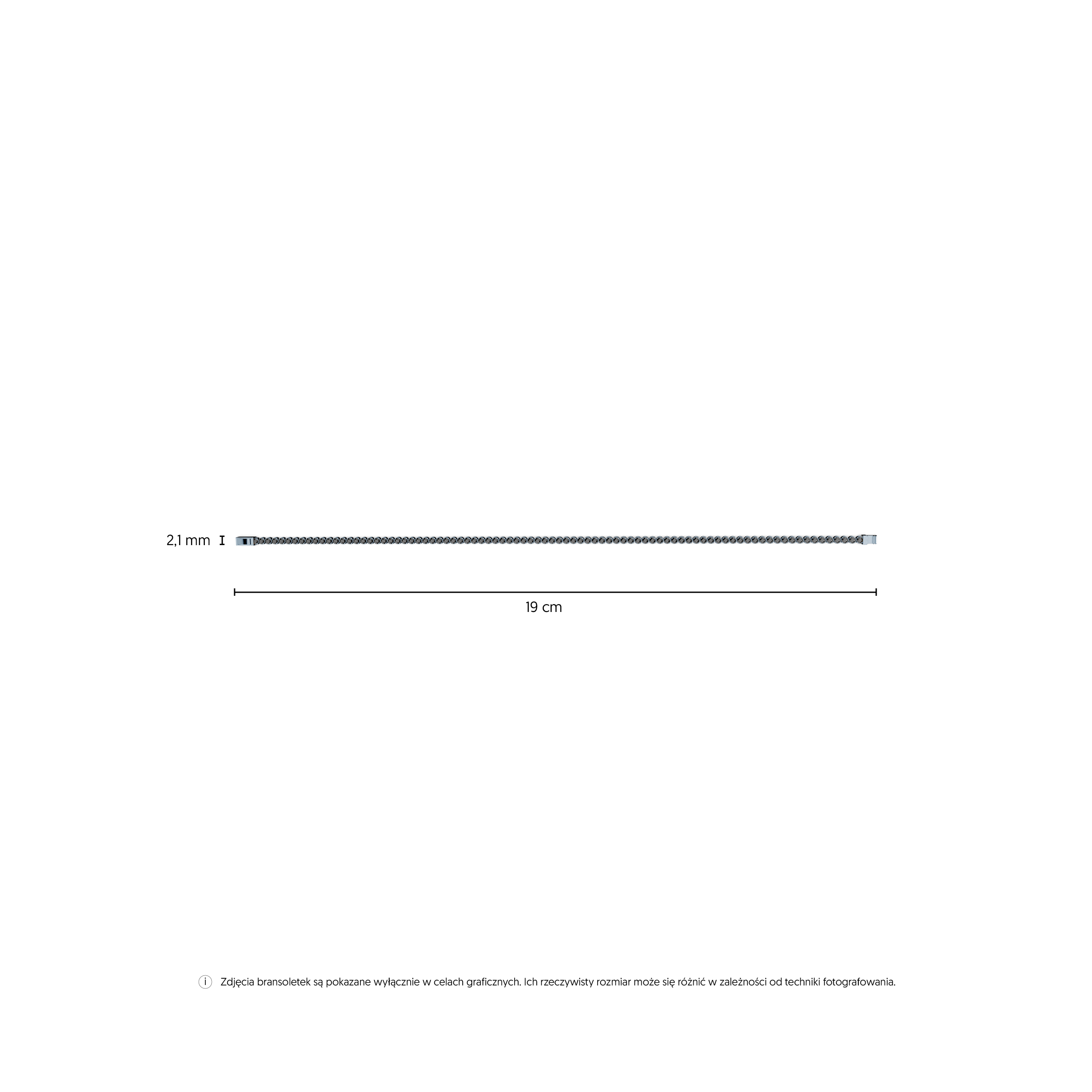 Bransoletka Luminy 2,1mm: białe złoto 585, cyrkonie