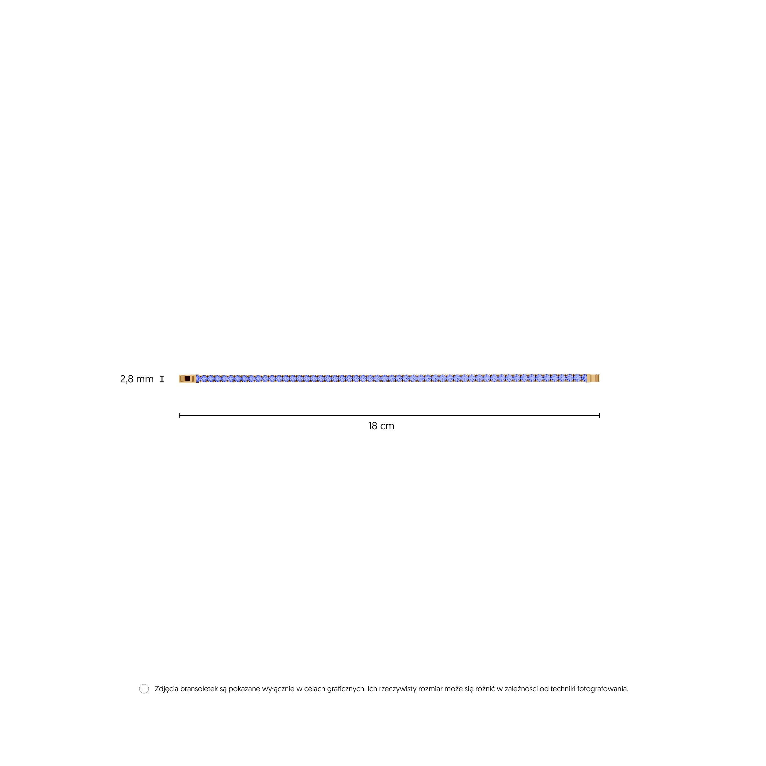 Bransoletka tenisowa SAVICKI 2,8mm: złota 585, cyrkonie