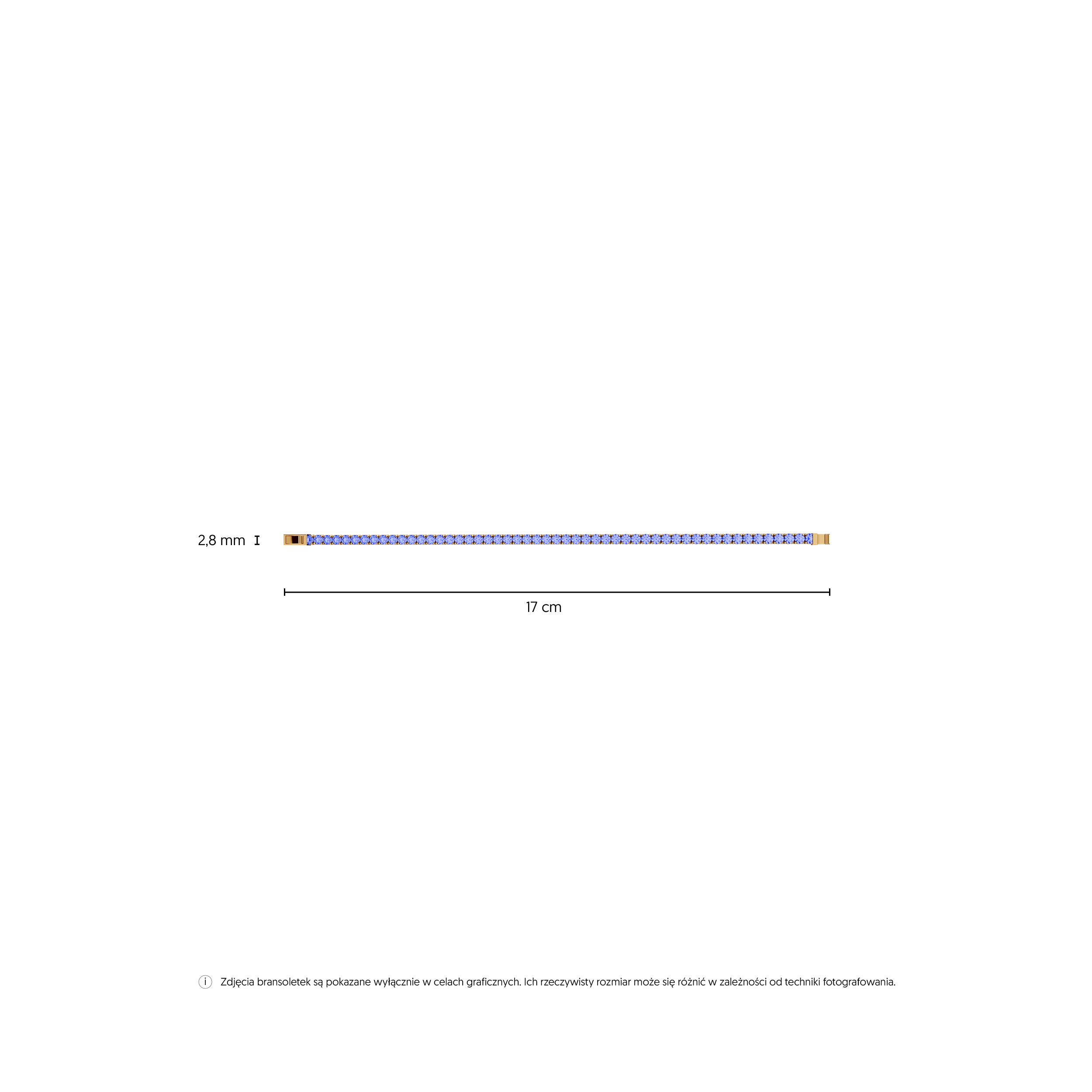 Tennisarmband mit Zirkonia 2,8 mm 17 cm, 585er Gold