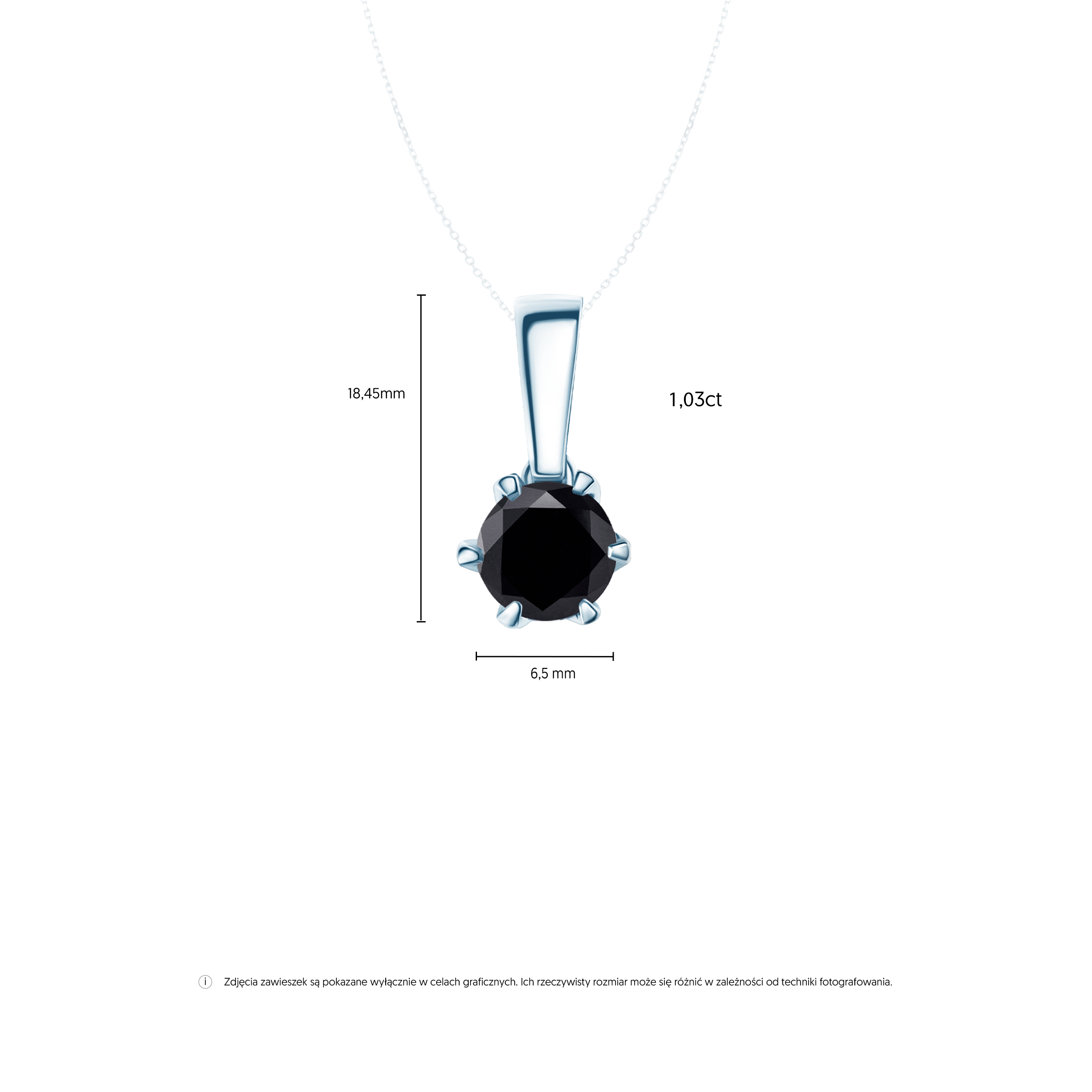 Zawieszka The Journey: białe złoto, czarny diament 