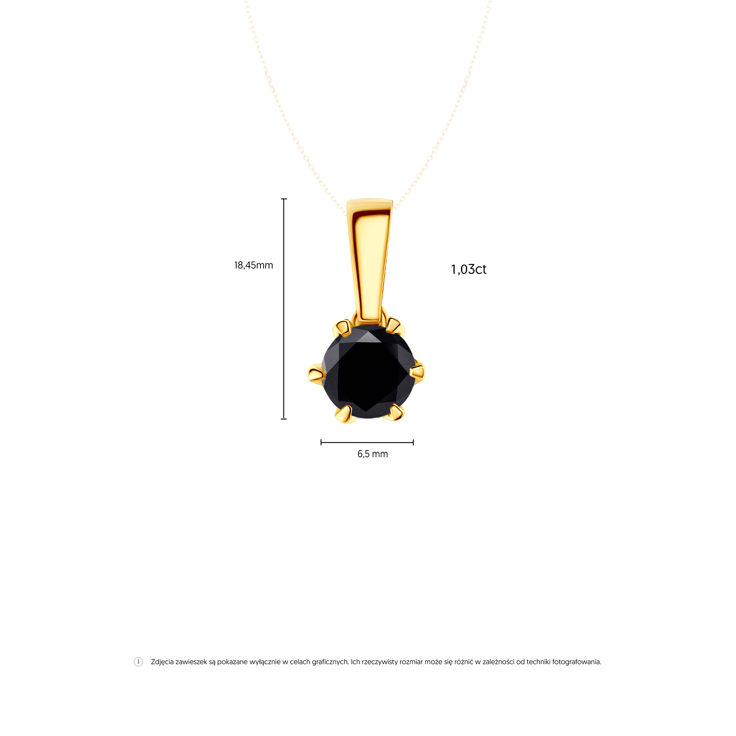 Zawieszka The Journey: złota, czarny diament 