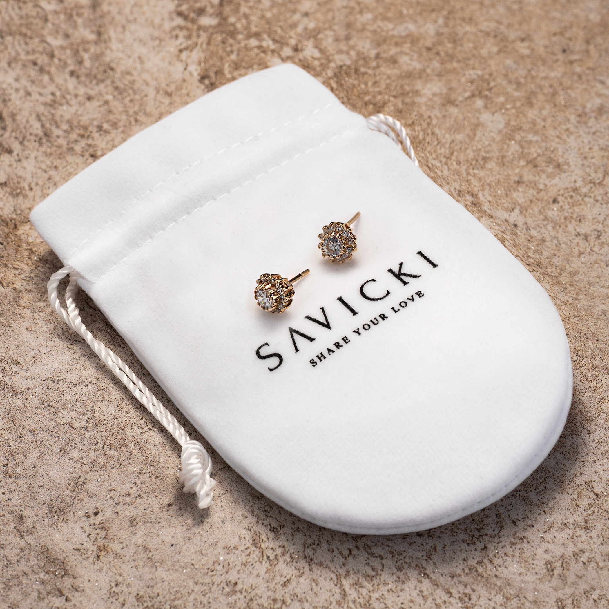 Kolczyki Savicki: złote, cyrkonie