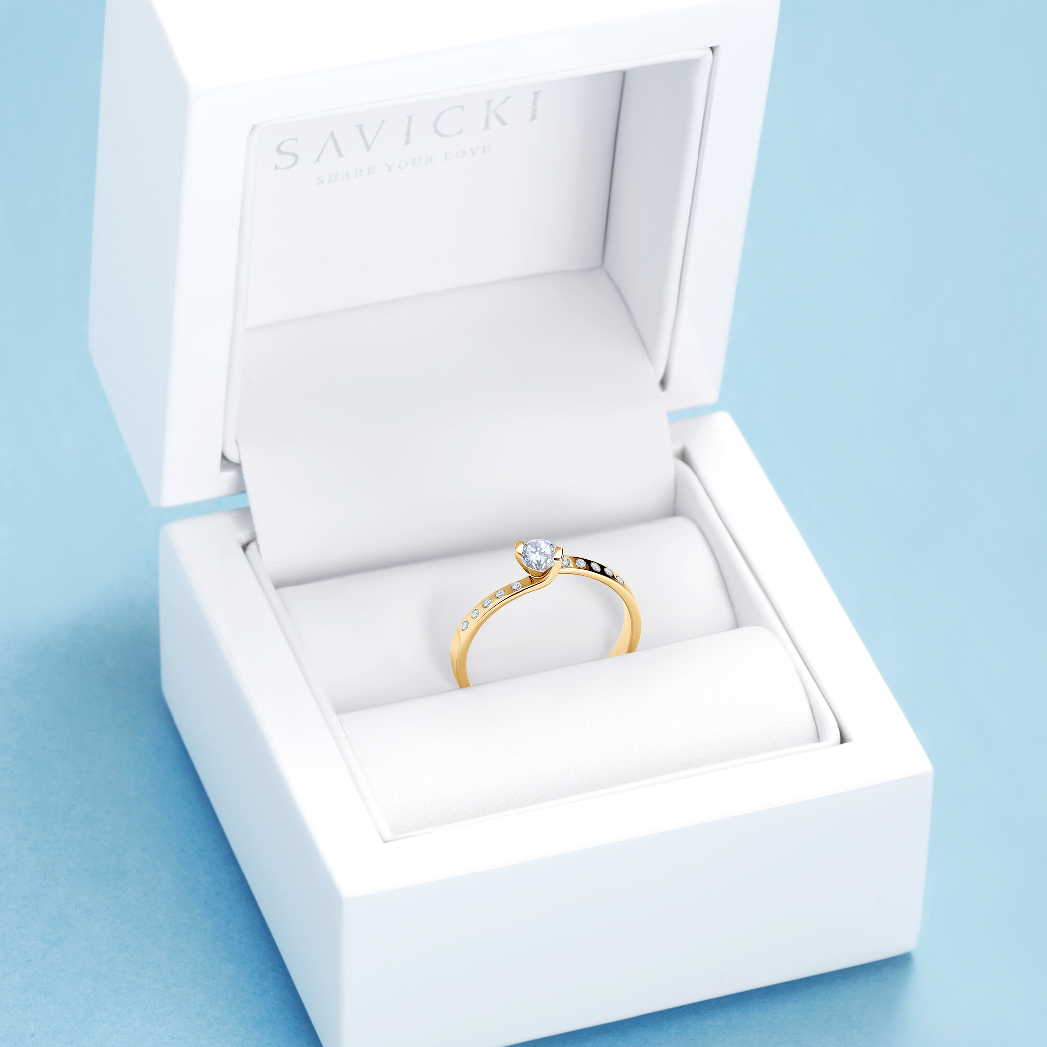 Pierścionek zaręczynowy SAVICKI: złoty, diamenty