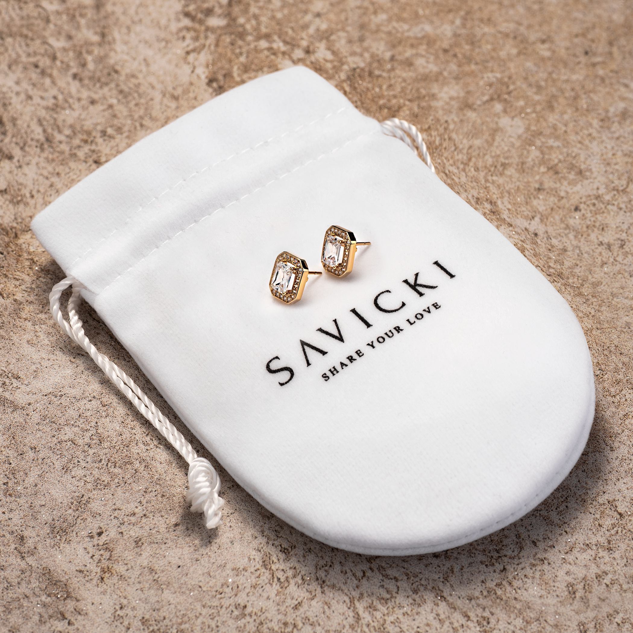 Kolczyki Savicki: złote, cyrkonie
