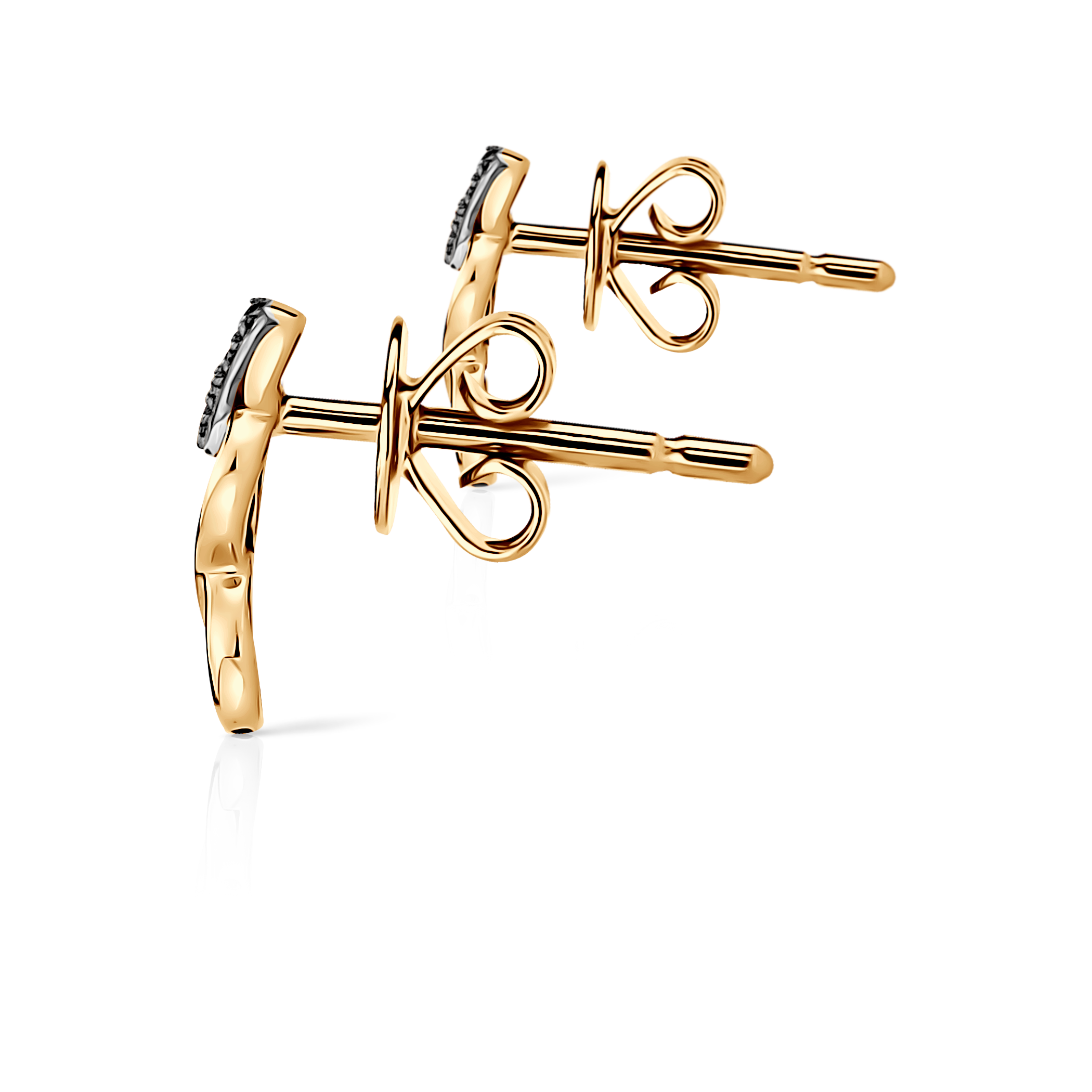Kolczyki nieskończoność Savicki: złote, czarne diamenty