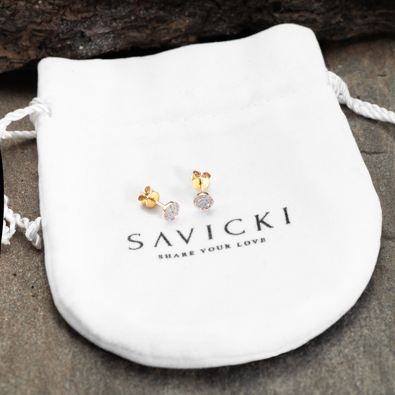 Kolczyki Savicki: dwukolorowe złoto, diamenty