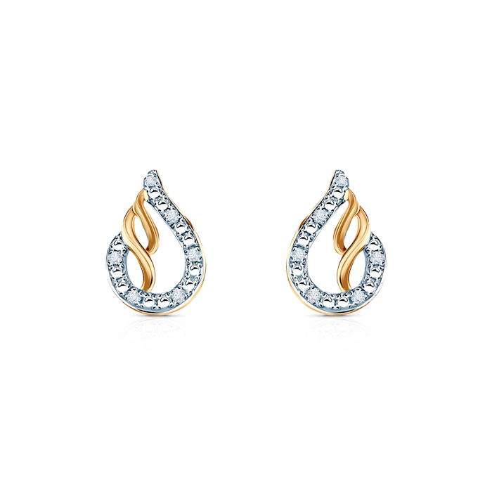 Náušnice slzy SAVICKI: dvoubarevné zlato, diamanty