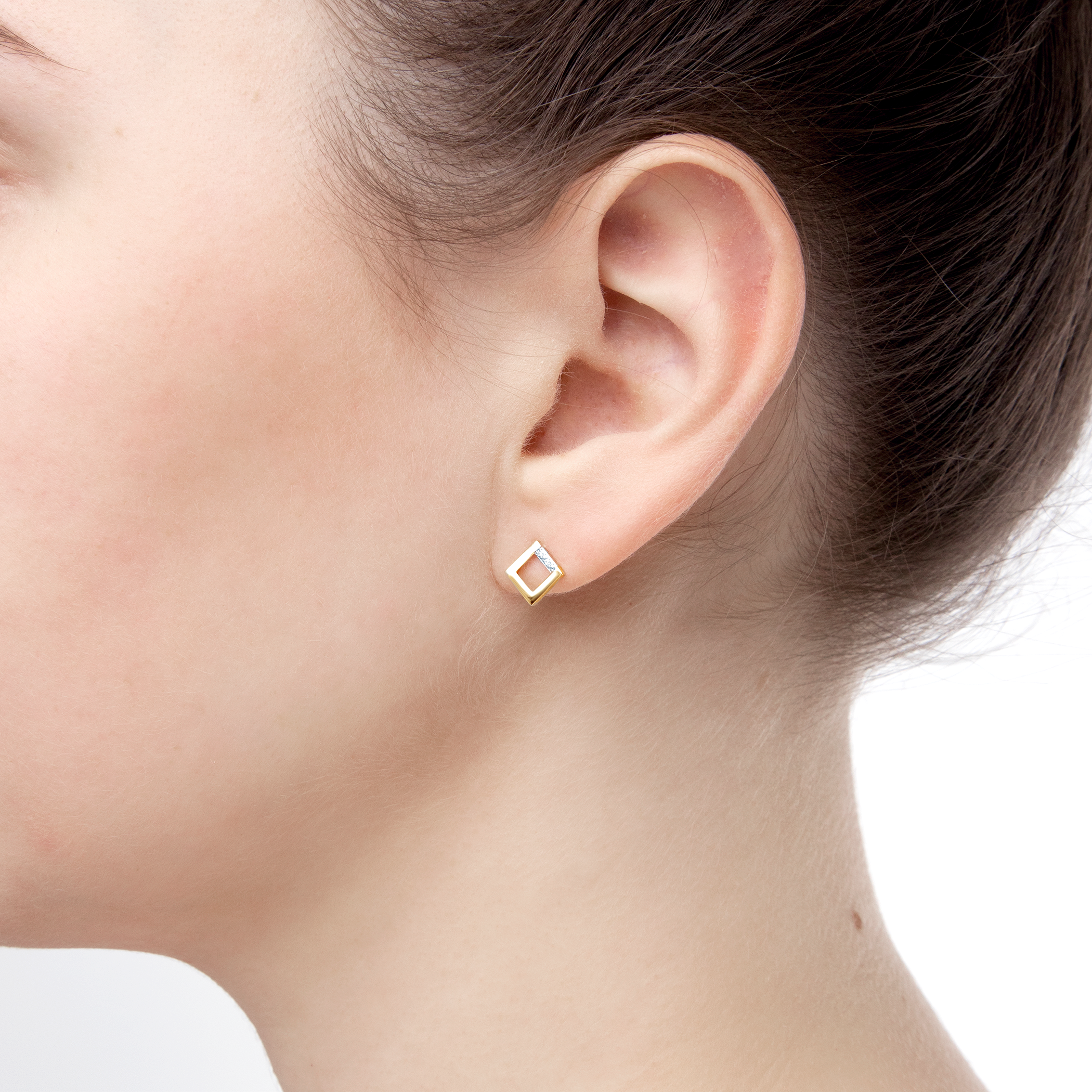 Kolczyki kwadraty Savicki: złote, diamenty - 5