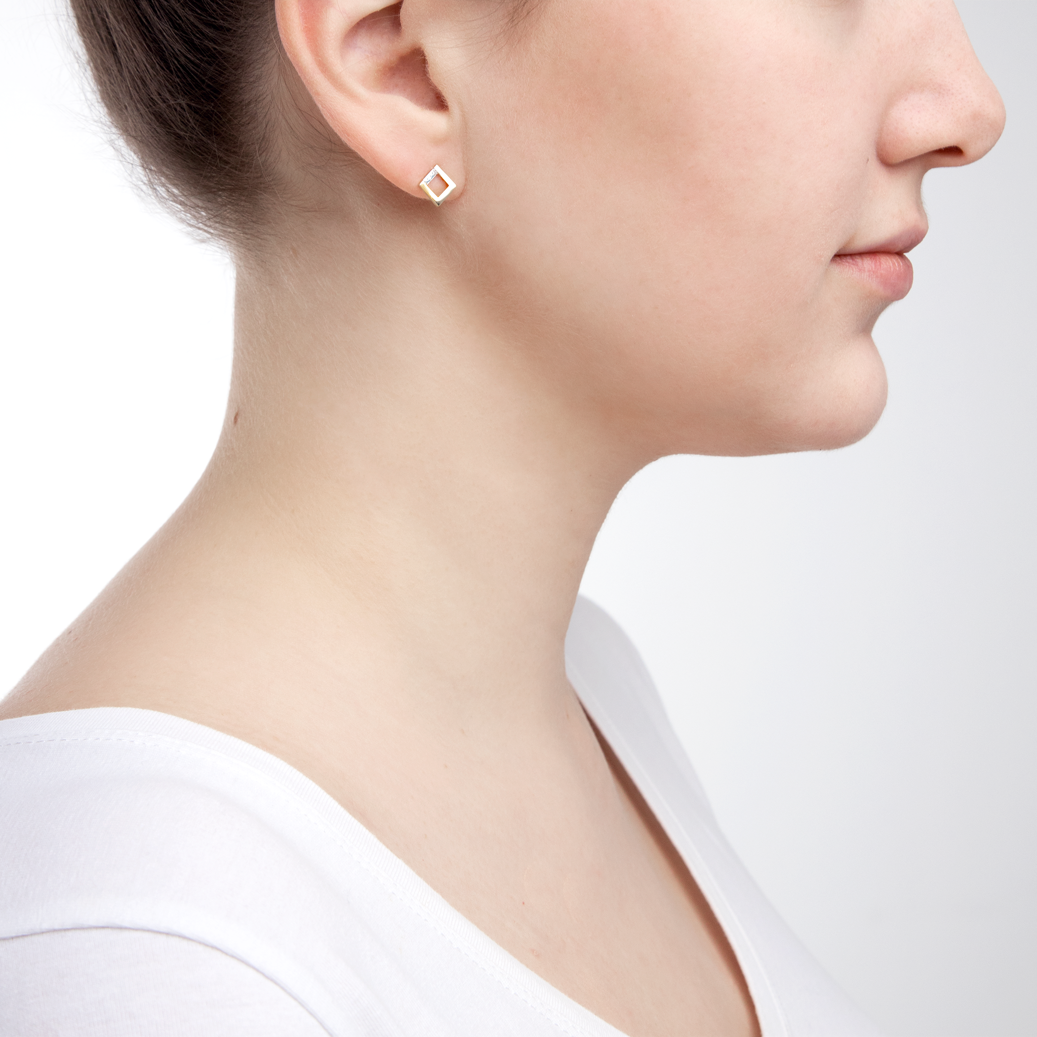 Kolczyki kwadraty Savicki: złote, diamenty - 6