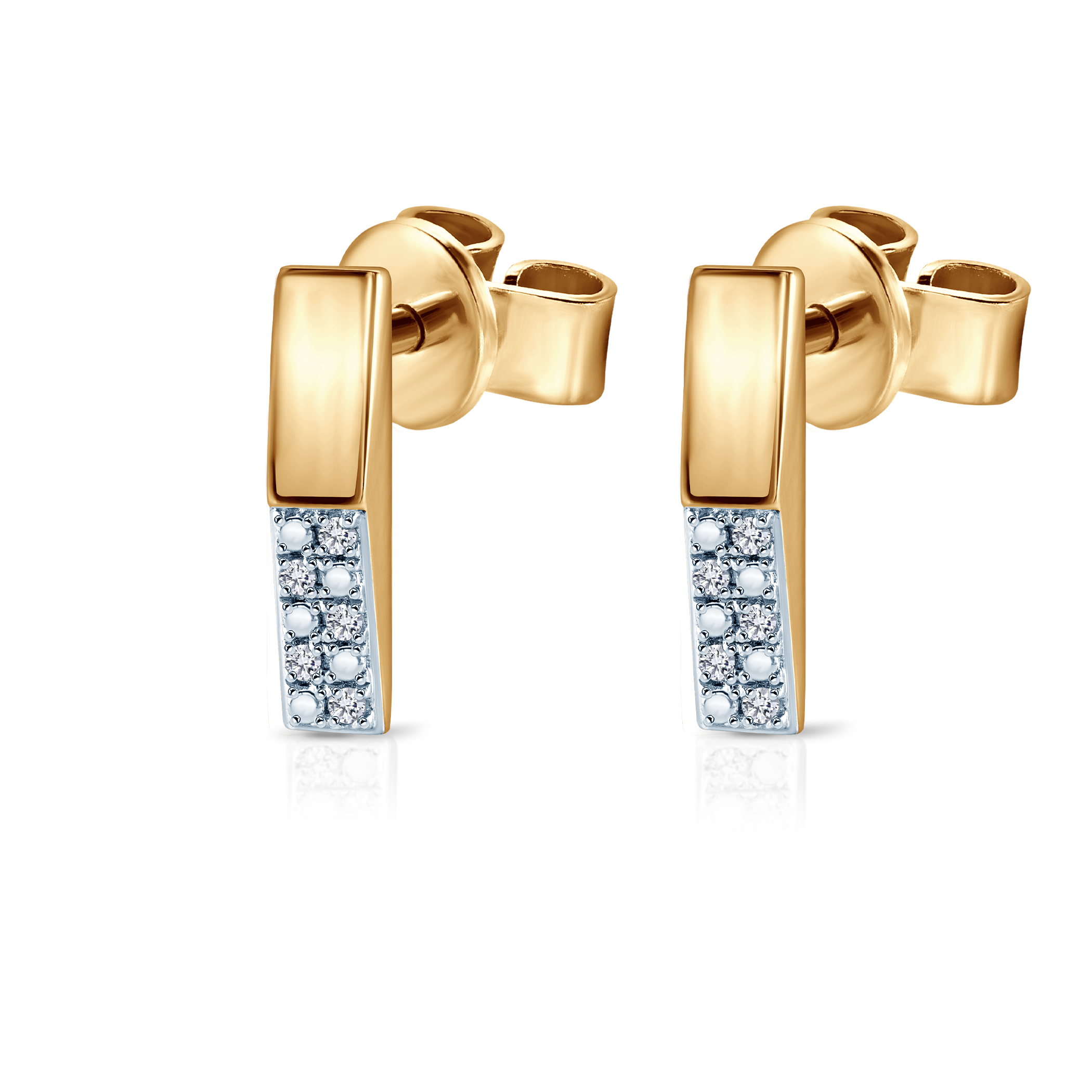 Kolczyki Savicki: dwukolorowe złoto, diamenty - 3