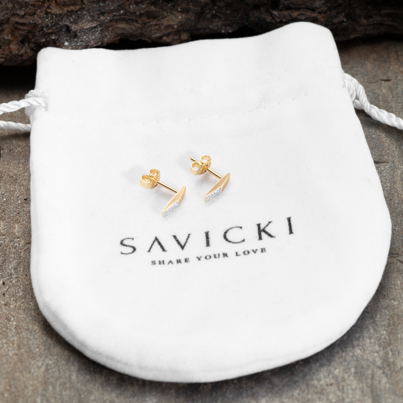 Kolczyki Savicki: dwukolorowe złoto, diamenty - 4