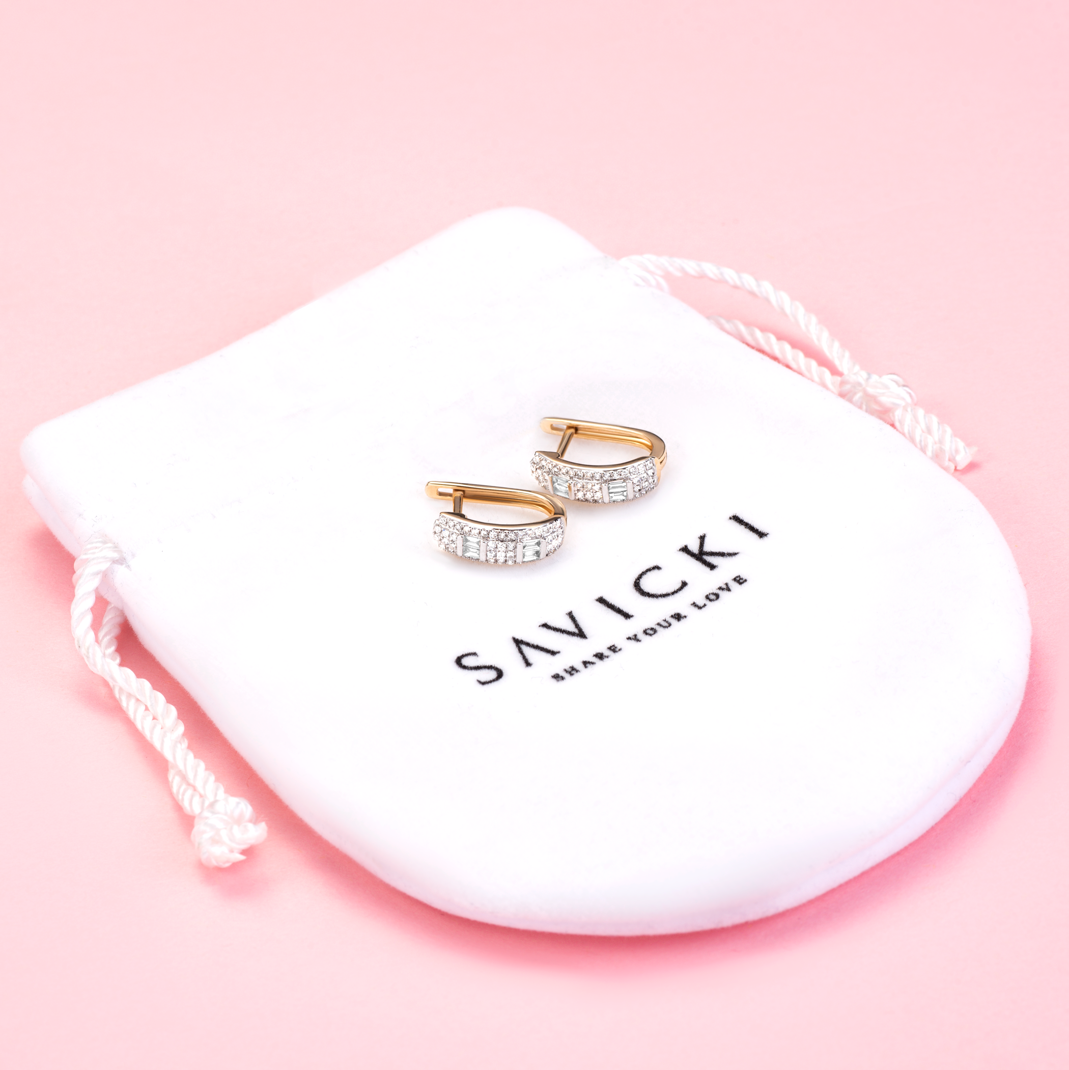 Ohrringe Savicki: Zweifarbiges Gold, Diamanten