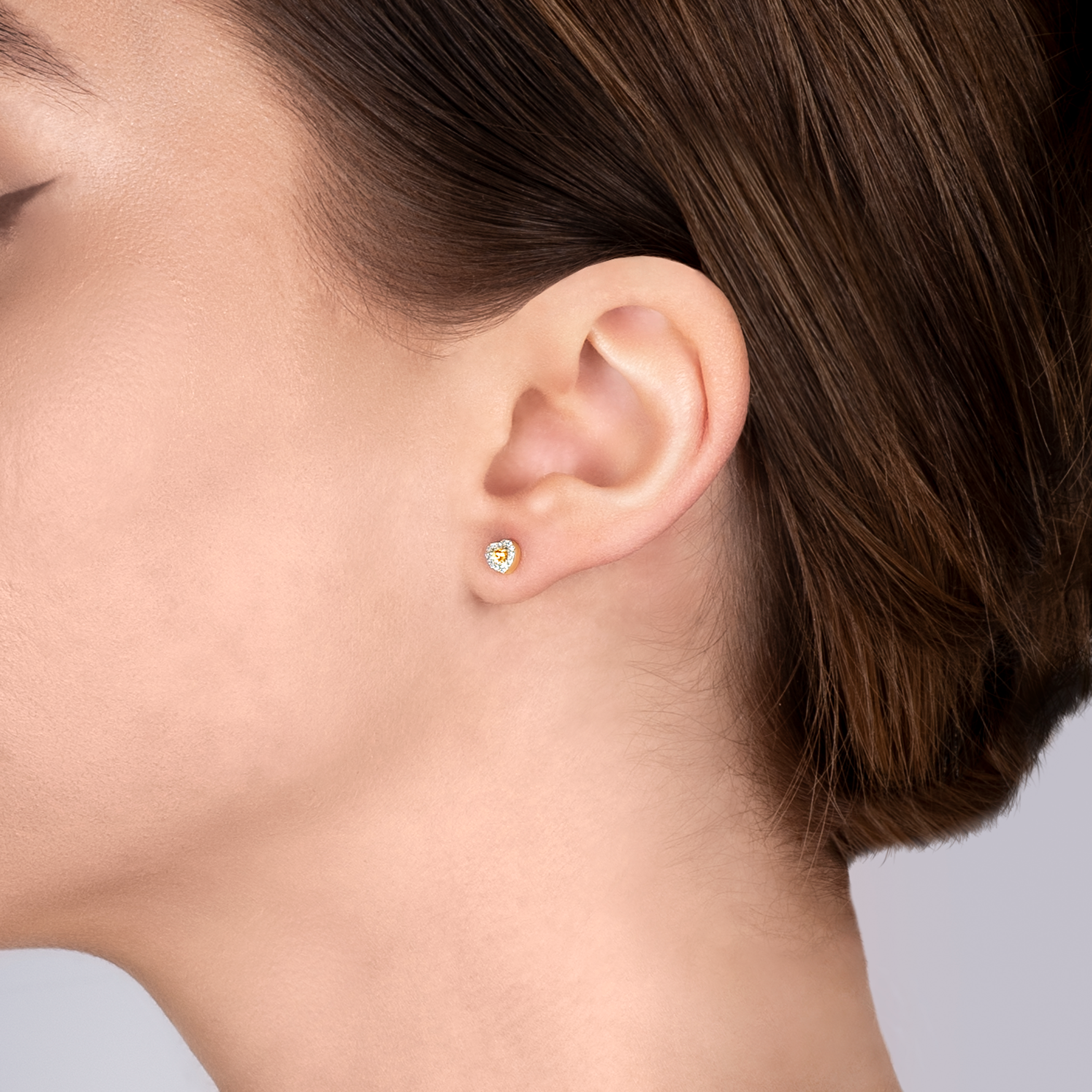 Kolczyki serca Savicki: złote, diamenty, żółty kwarc - 4