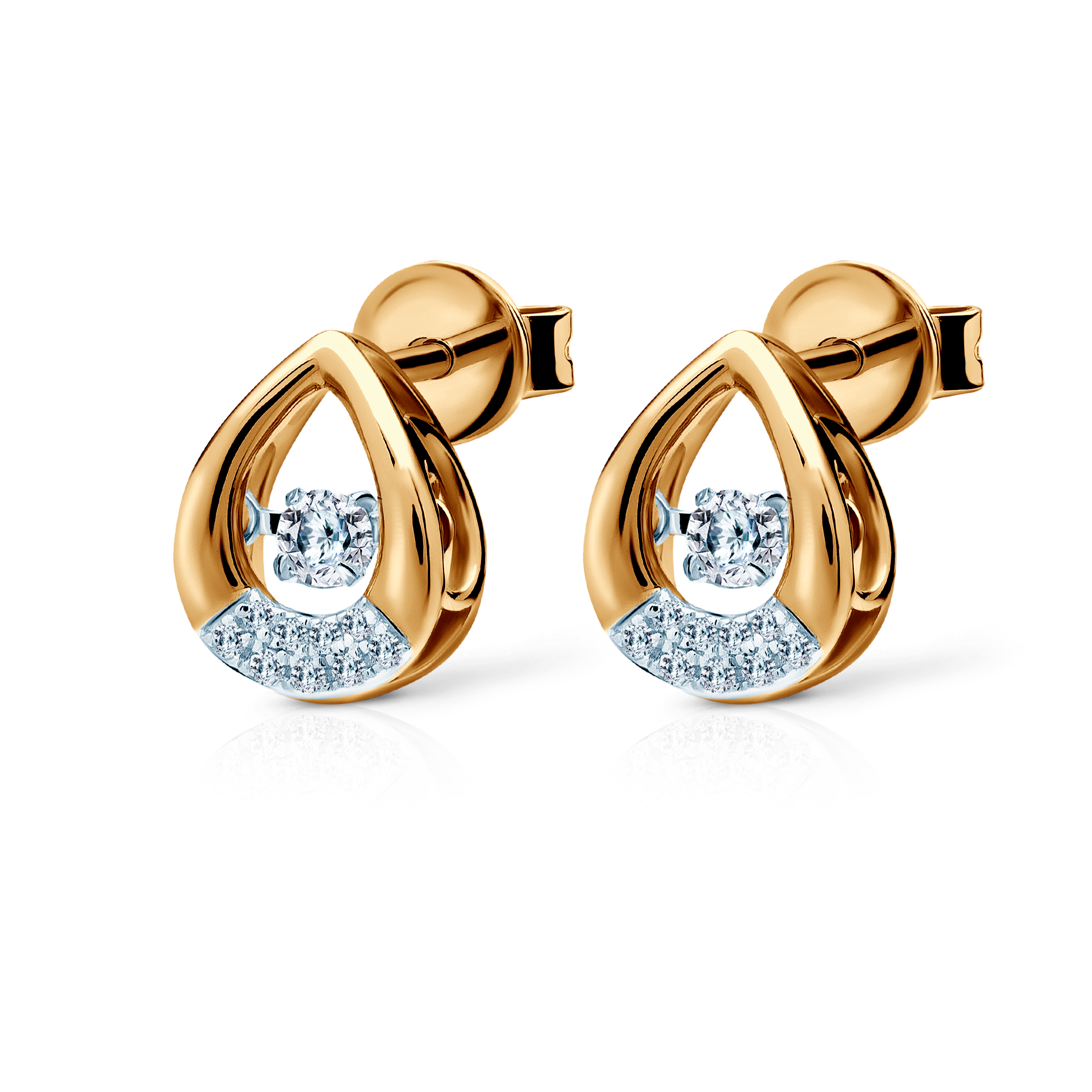 Kolczyki łezki Savicki: złote, diamenty