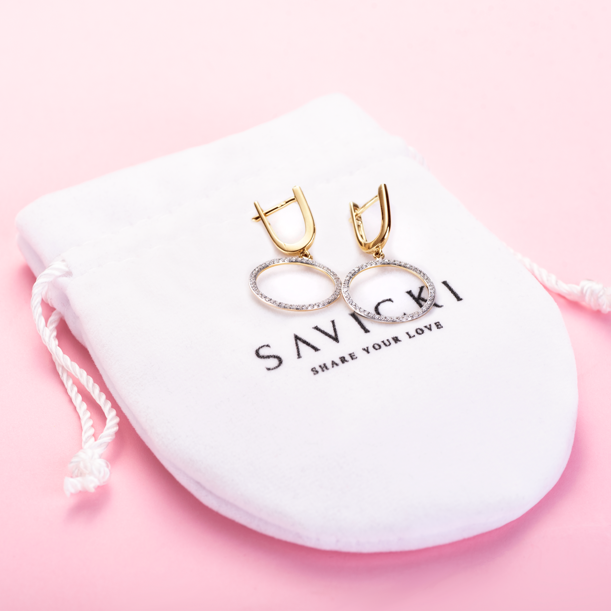 Ohrringe Savicki: Zweifarbiges Gold, Diamanten