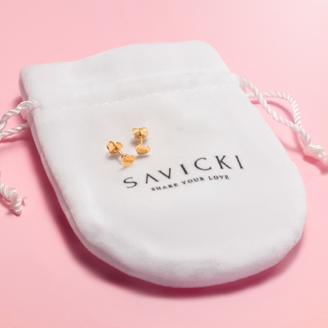 Kolczyki serce Savicki: złote