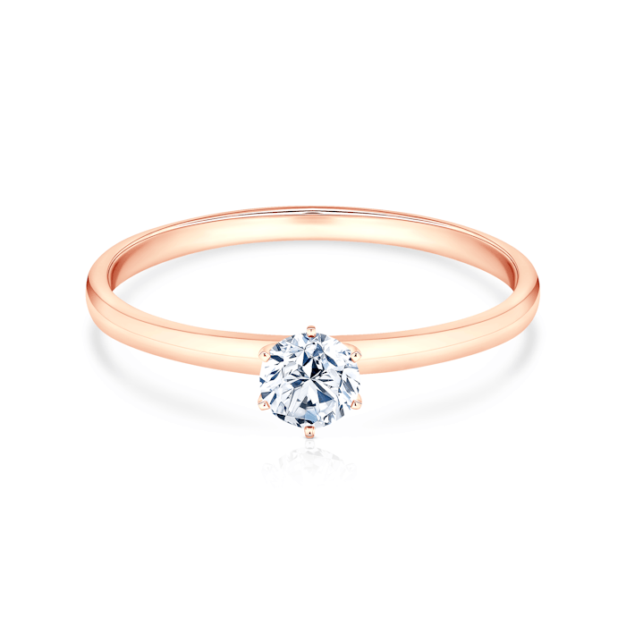 Pierścionek zaręczynowy SAVICKI: różowe złoto, diament laboratoryjny