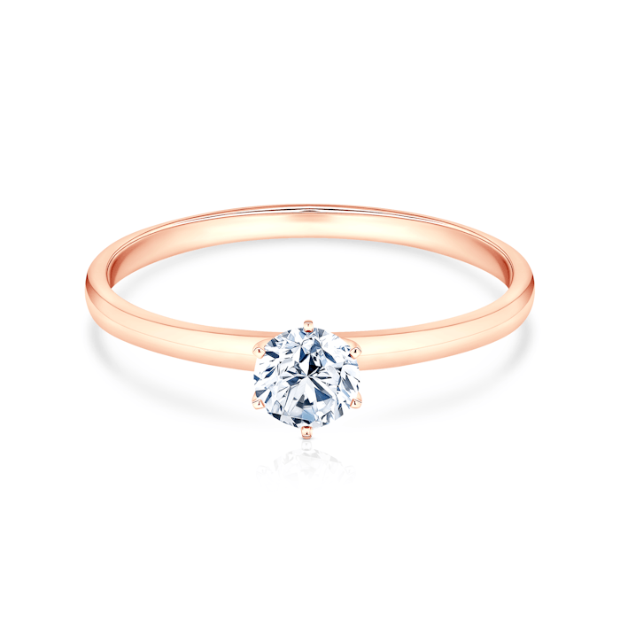 Pierścionek zaręczynowy SAVICKI: różowe złoto, diament laboratoryjny