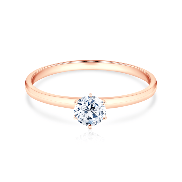 Pierścionek zaręczynowy SAVICKI: różowe złoto, diament laboratoryjny