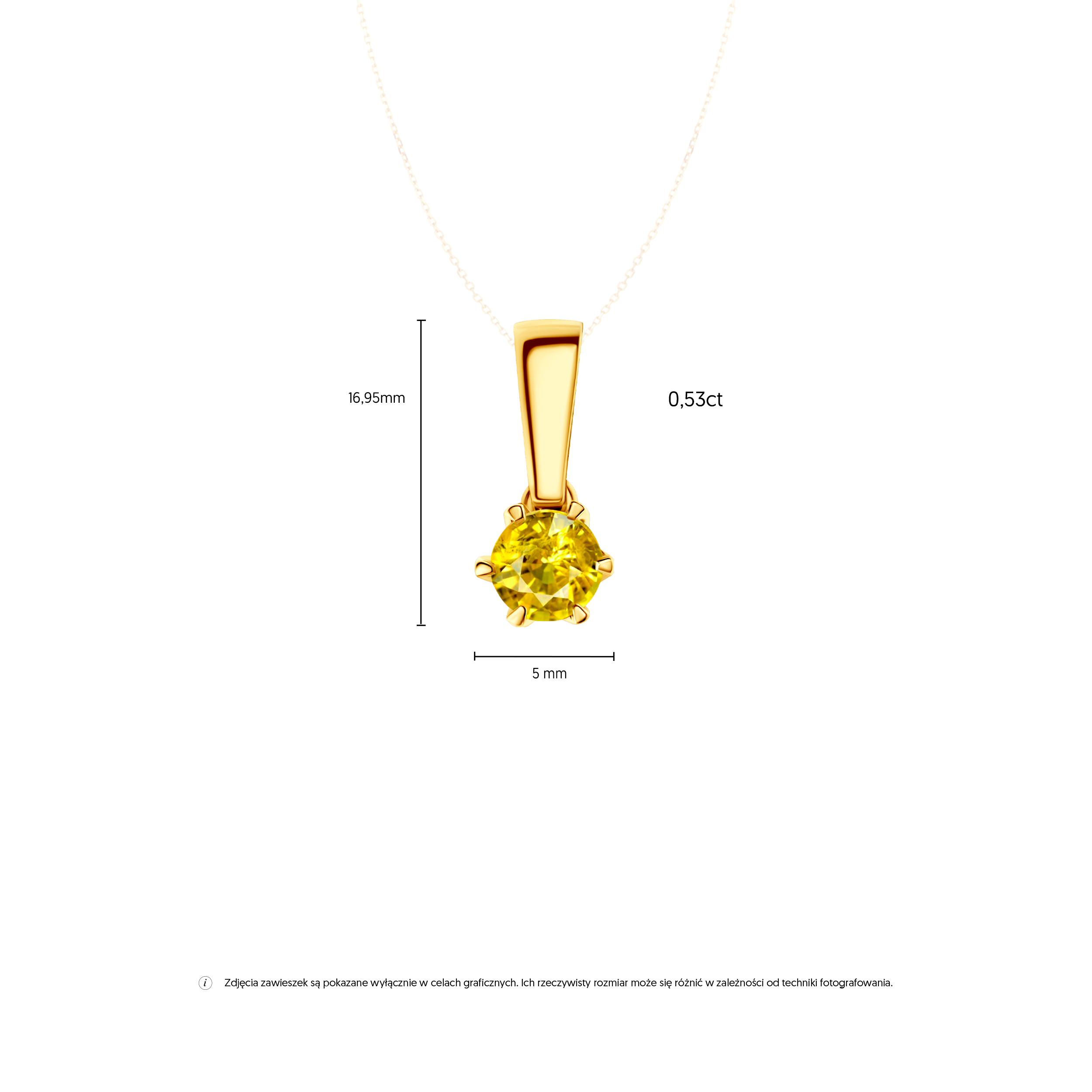 Zawieszka The Journey: złota, żółty szafir  - 5