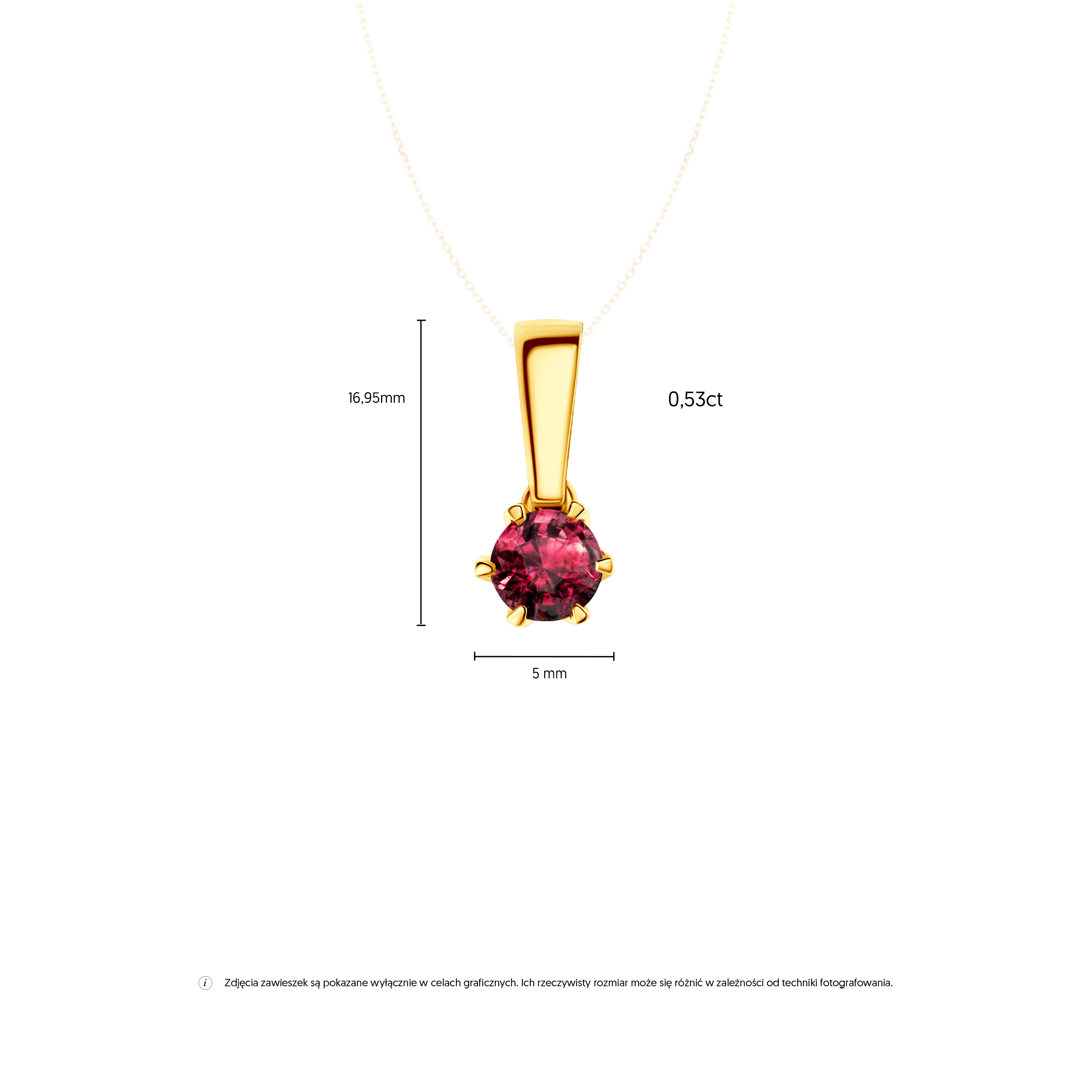 Zawieszka The Journey: złota, rubin  - 5