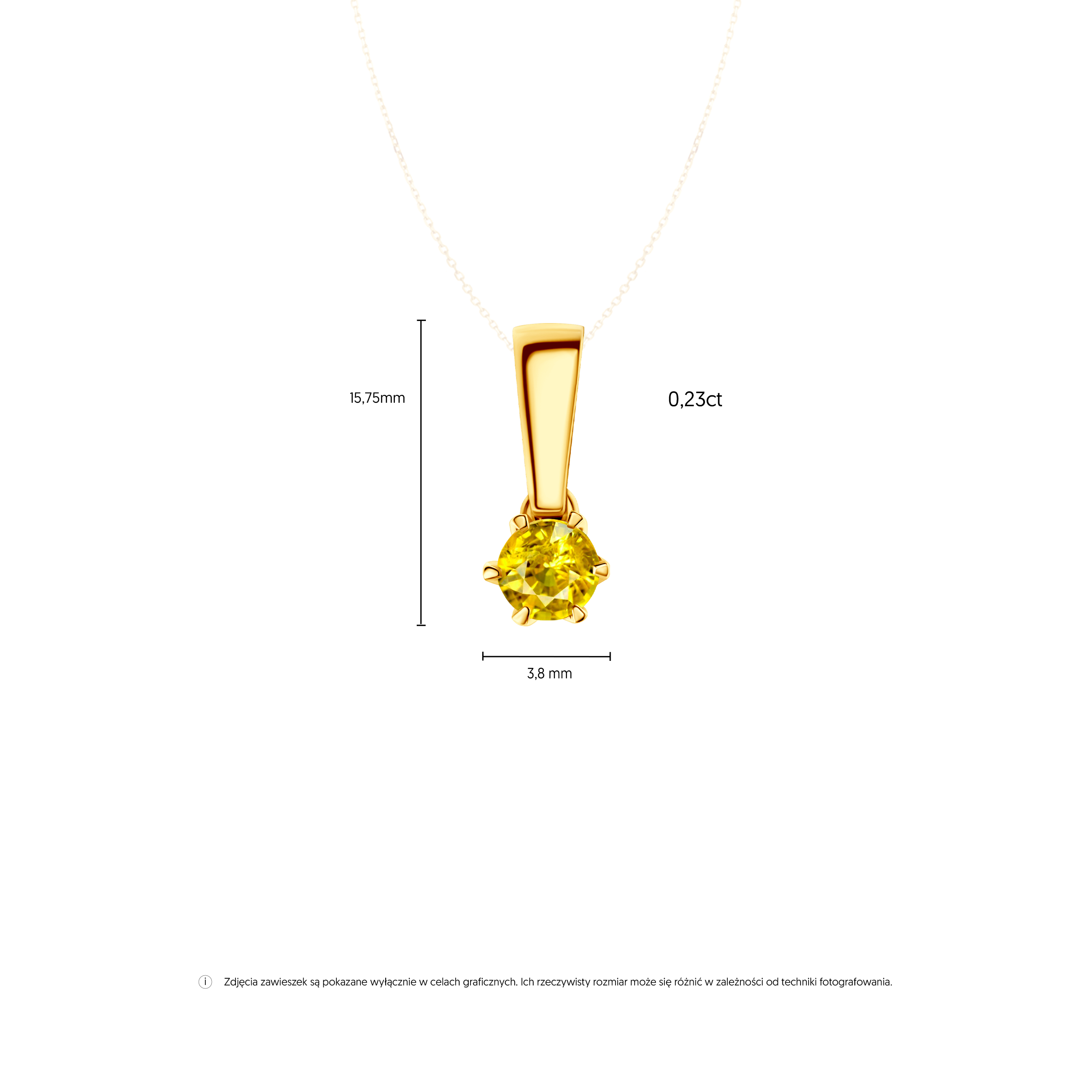 Zawieszka The Journey: złota, żółty szafir 