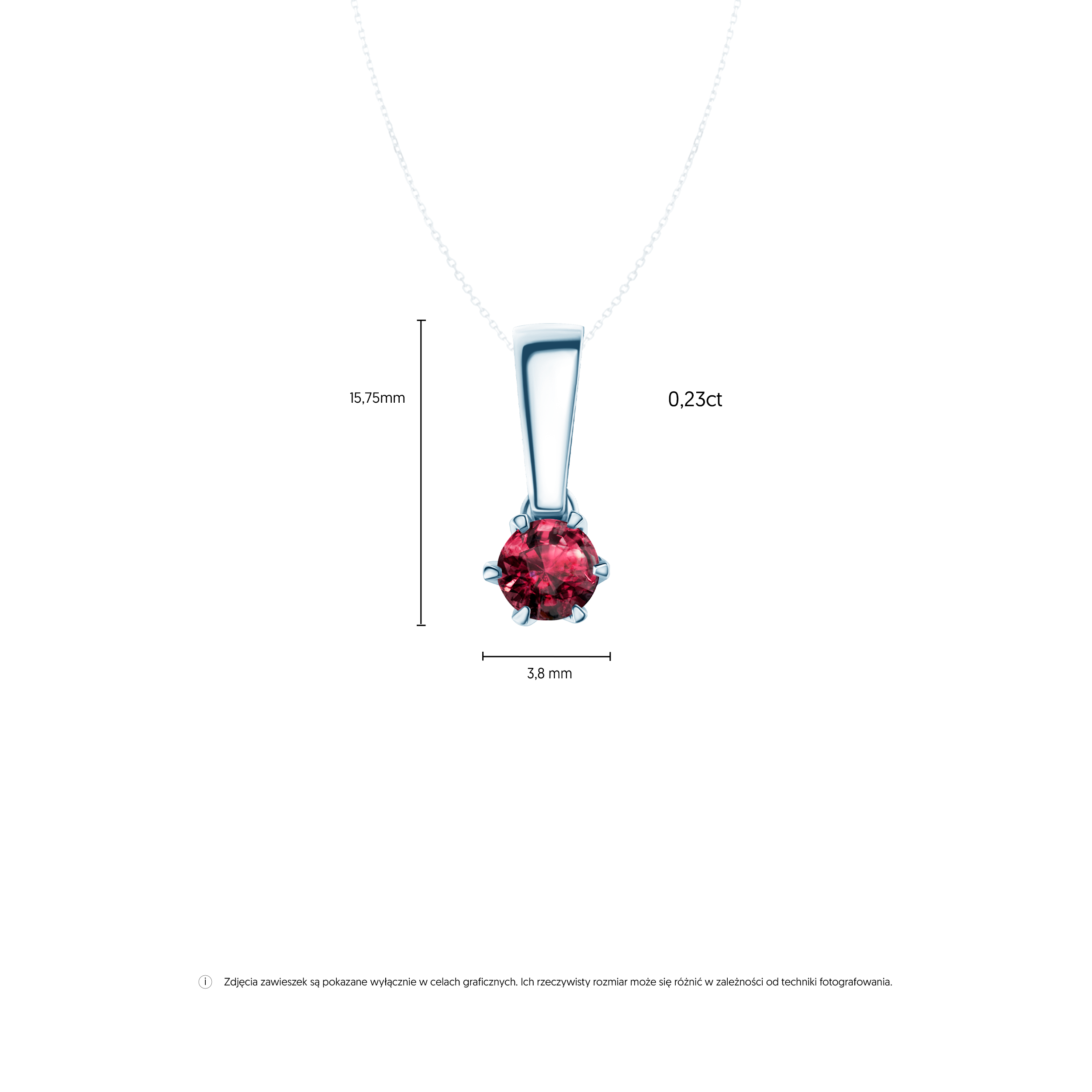 Zawieszka The Journey: białe złoto, rubin 