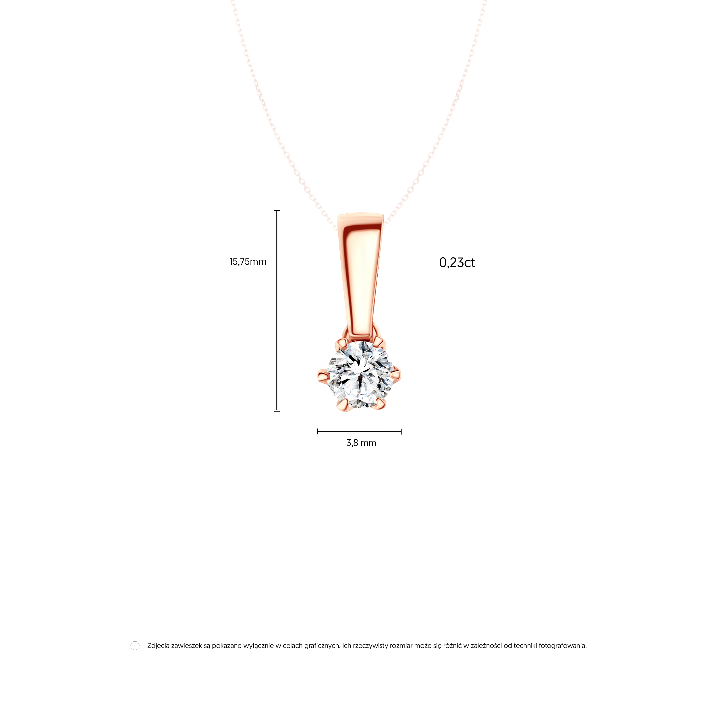 Zawieszka The Journey: różowe złoto, biały szafir  - 5