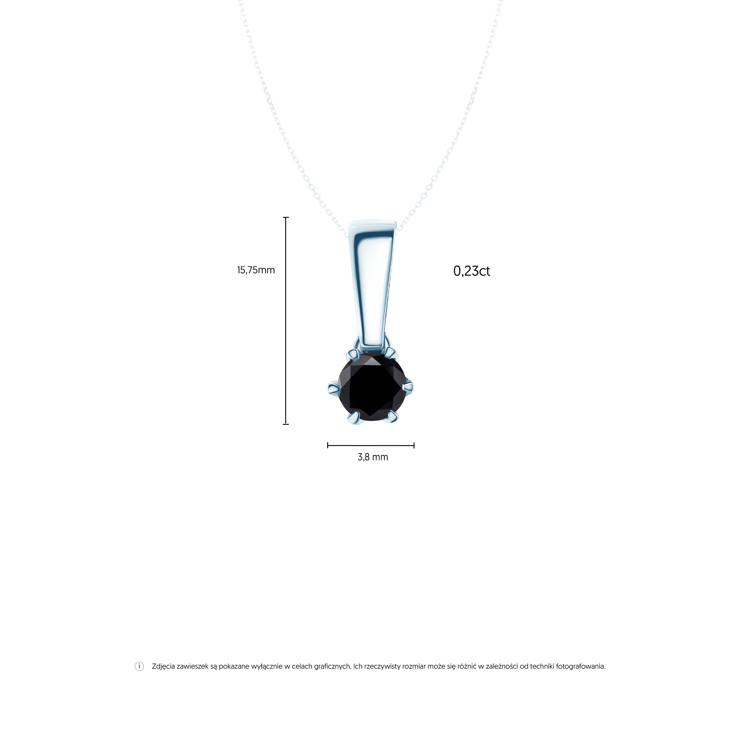 Zawieszka The Journey: białe złoto, czarny diament  - 5