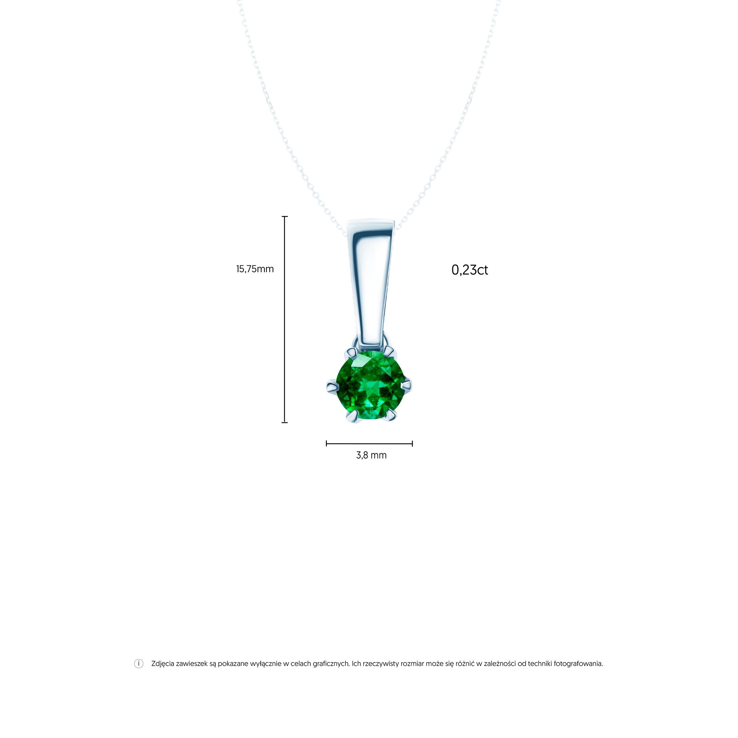 Zawieszka The Journey: białe złoto, szmaragd  - 5