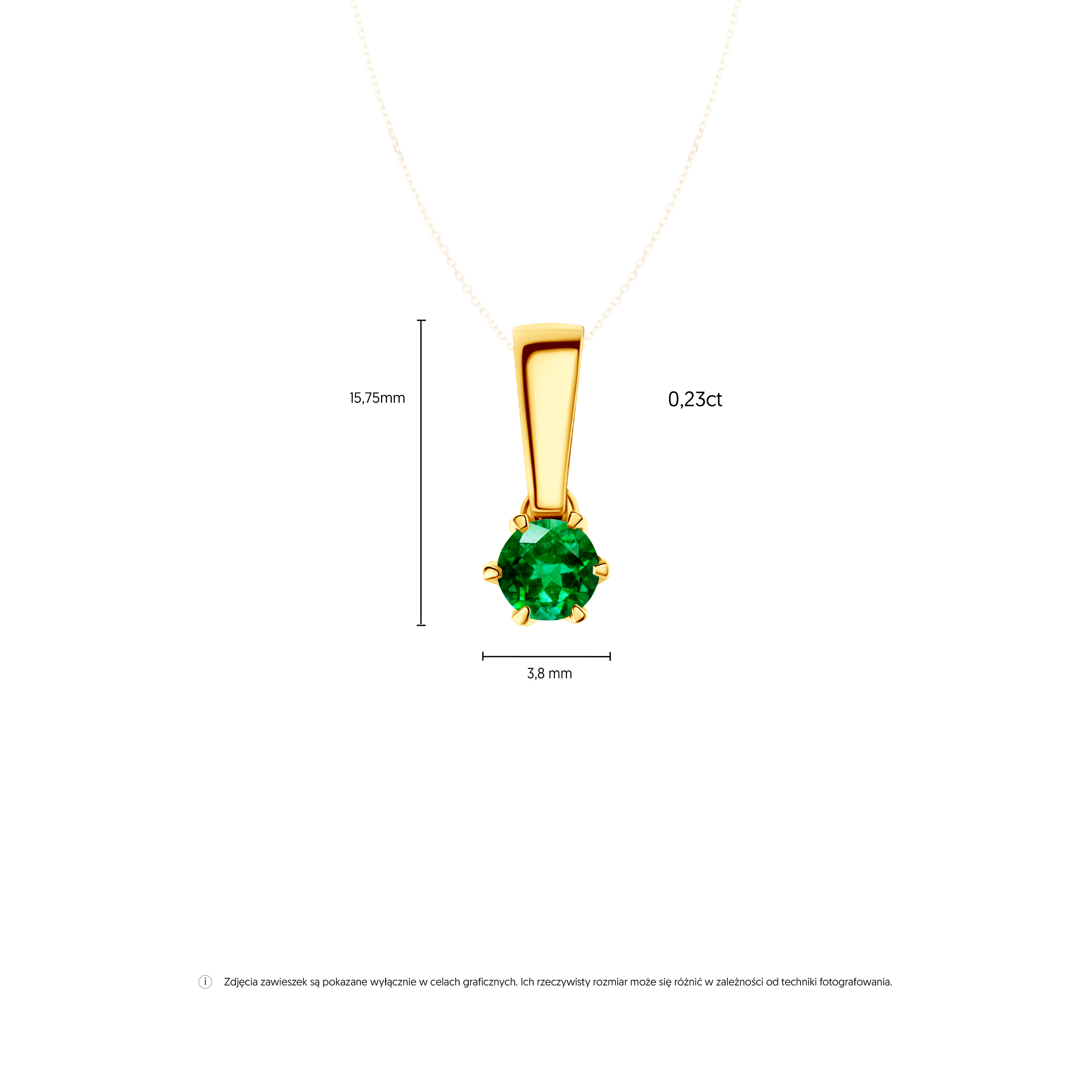 Zawieszka The Journey: złota, szmaragd 