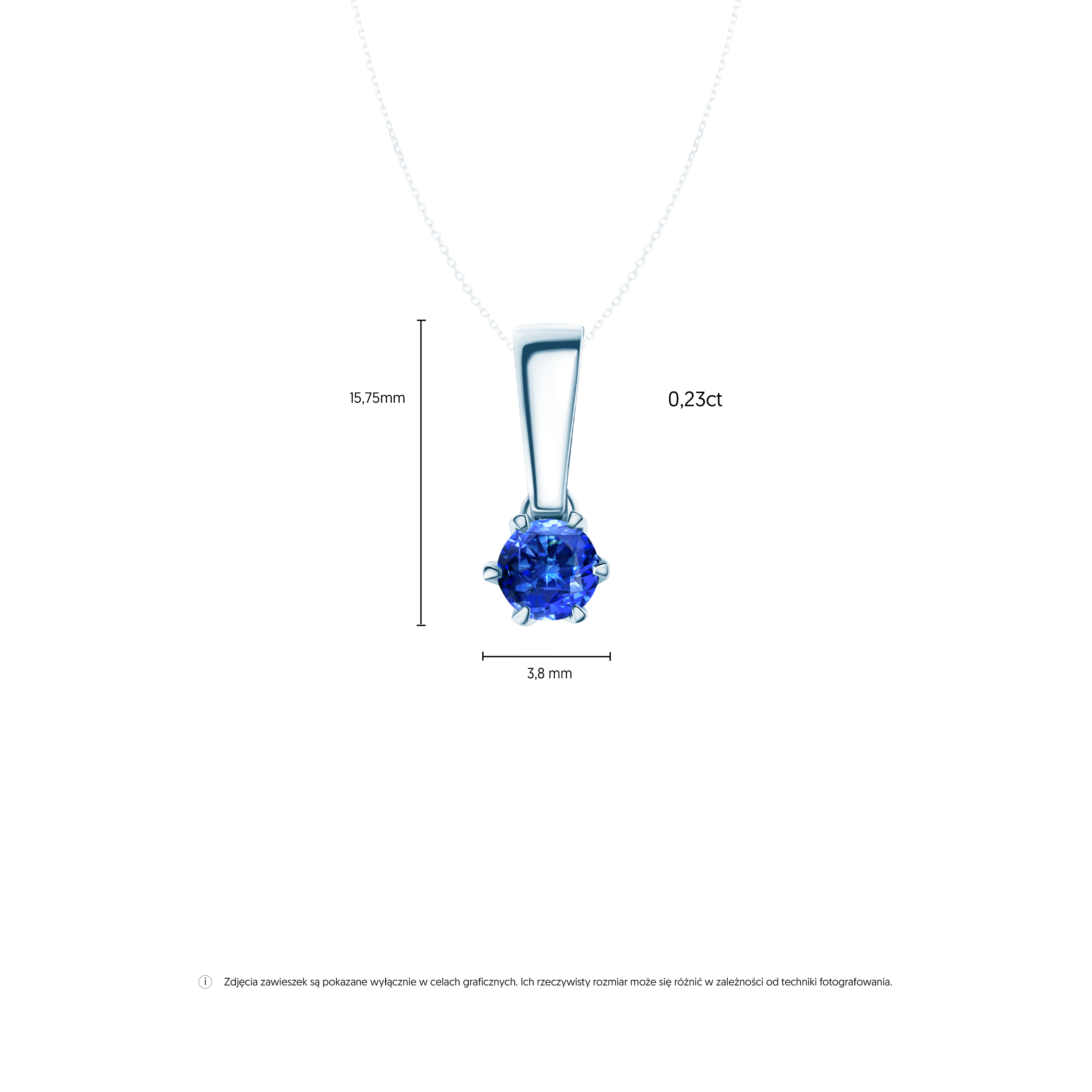 Zawieszka The Journey: białe złoto, niebieski szafir 